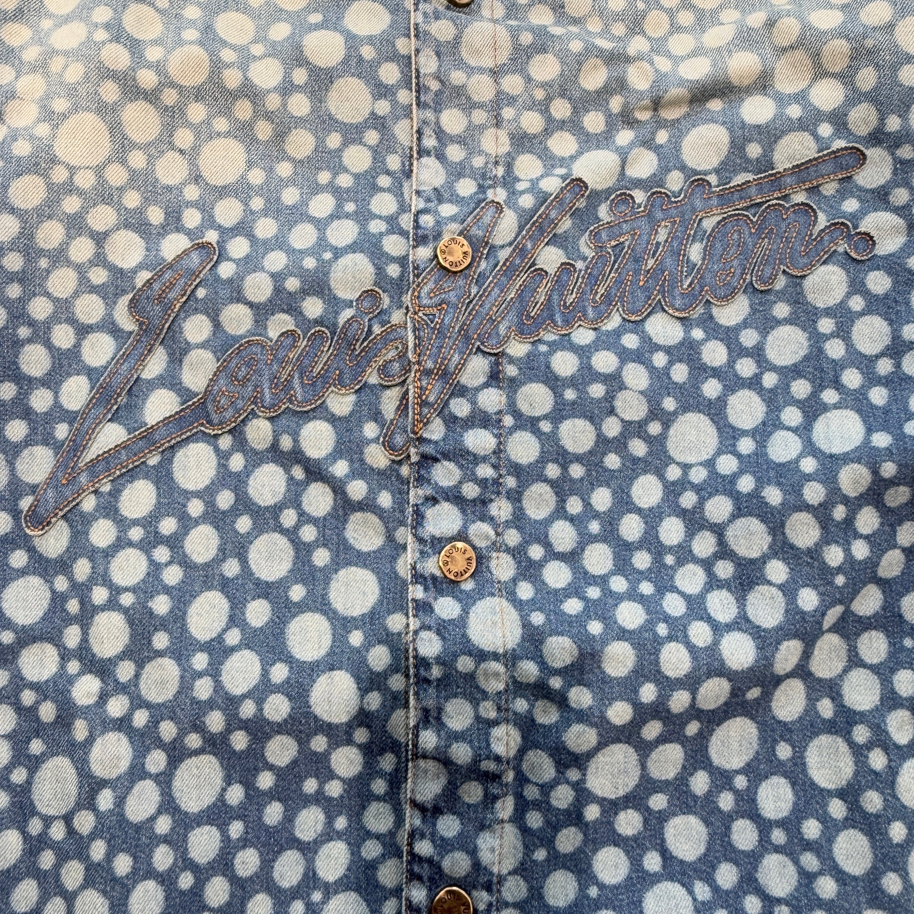 LOUIS VUITTON × YAYOI KUSAMA 2023AW Polka Dot Denim Shirt 1AB6O5 Size S ルイヴィトン × 草間彌生 ポルカドット デニムシャツ サイズS