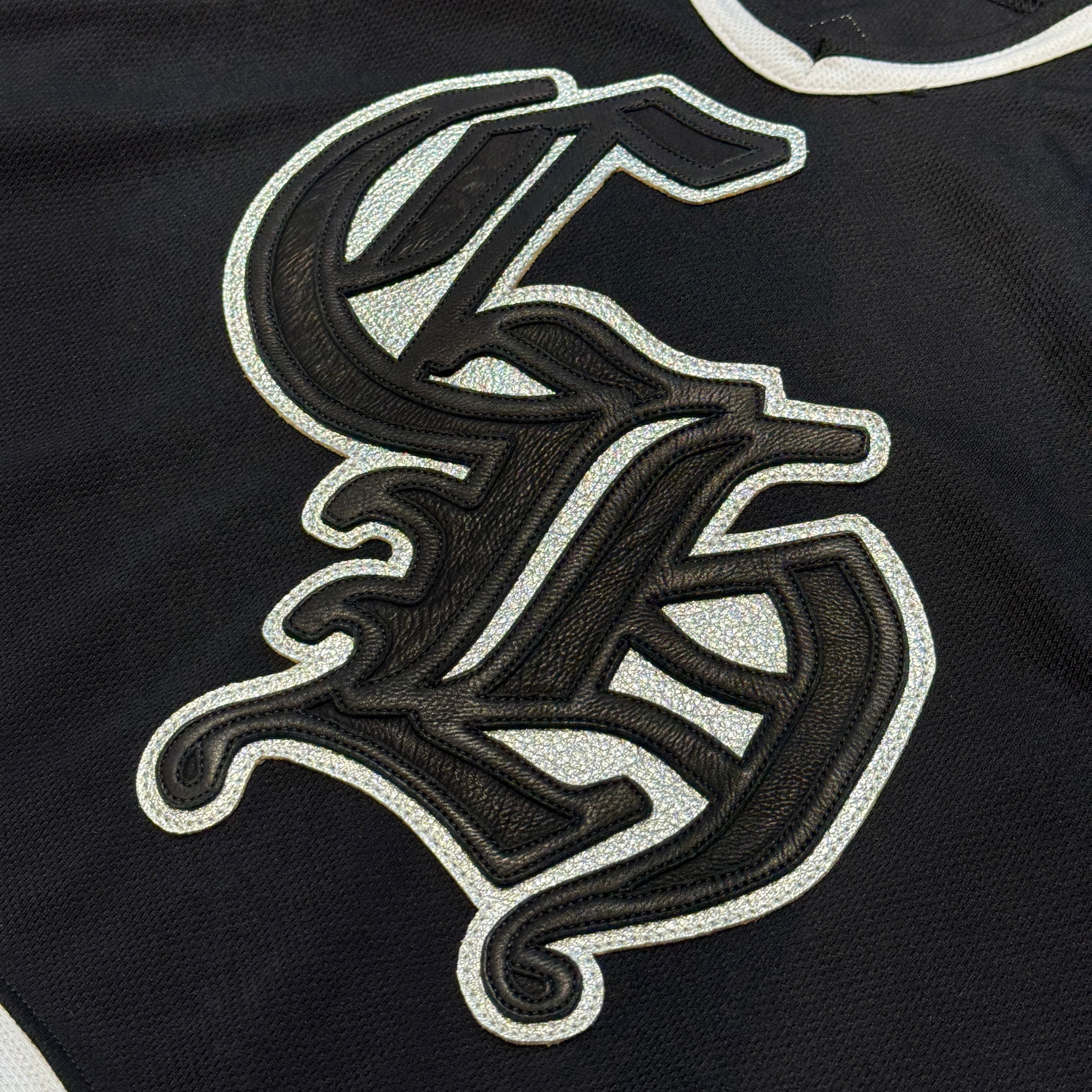 CHROME HEARTS Leather Silver Cross Patch Hockey Shirt Size M クロムハ―ツ レザーシルバークロスパッチ ホッケーシャツ ジャージー サイズM