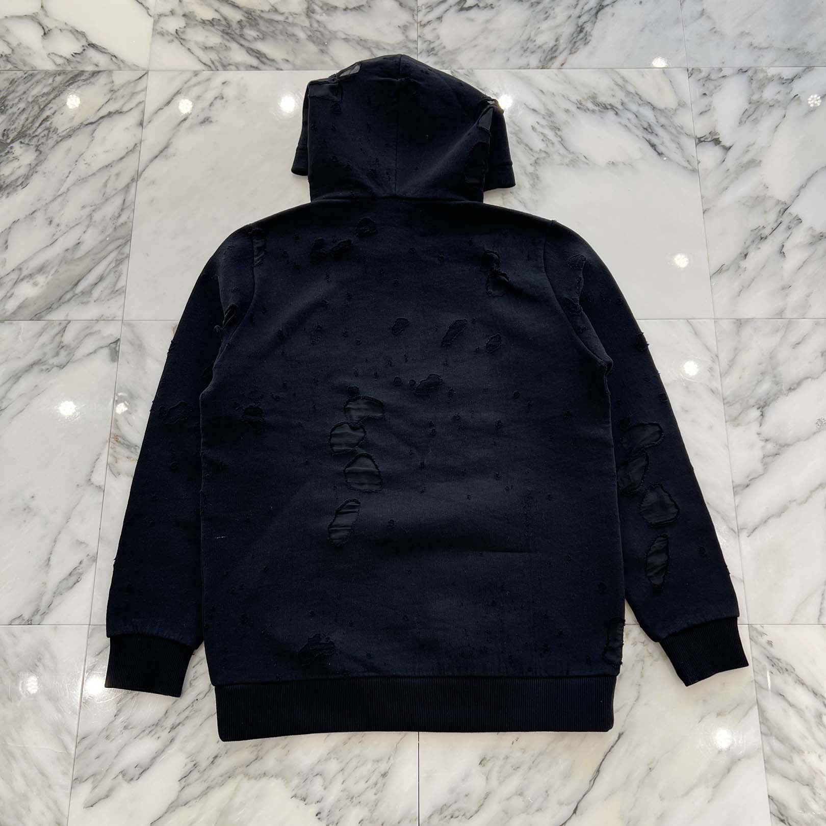 GIVENCHY 2018SS Destroyed Logo Print Pullover Hoodie BM703A3Y0S Size XS ジバンシー デストロイ加工 ロゴプリントプルオーバーパーカー サイズXS