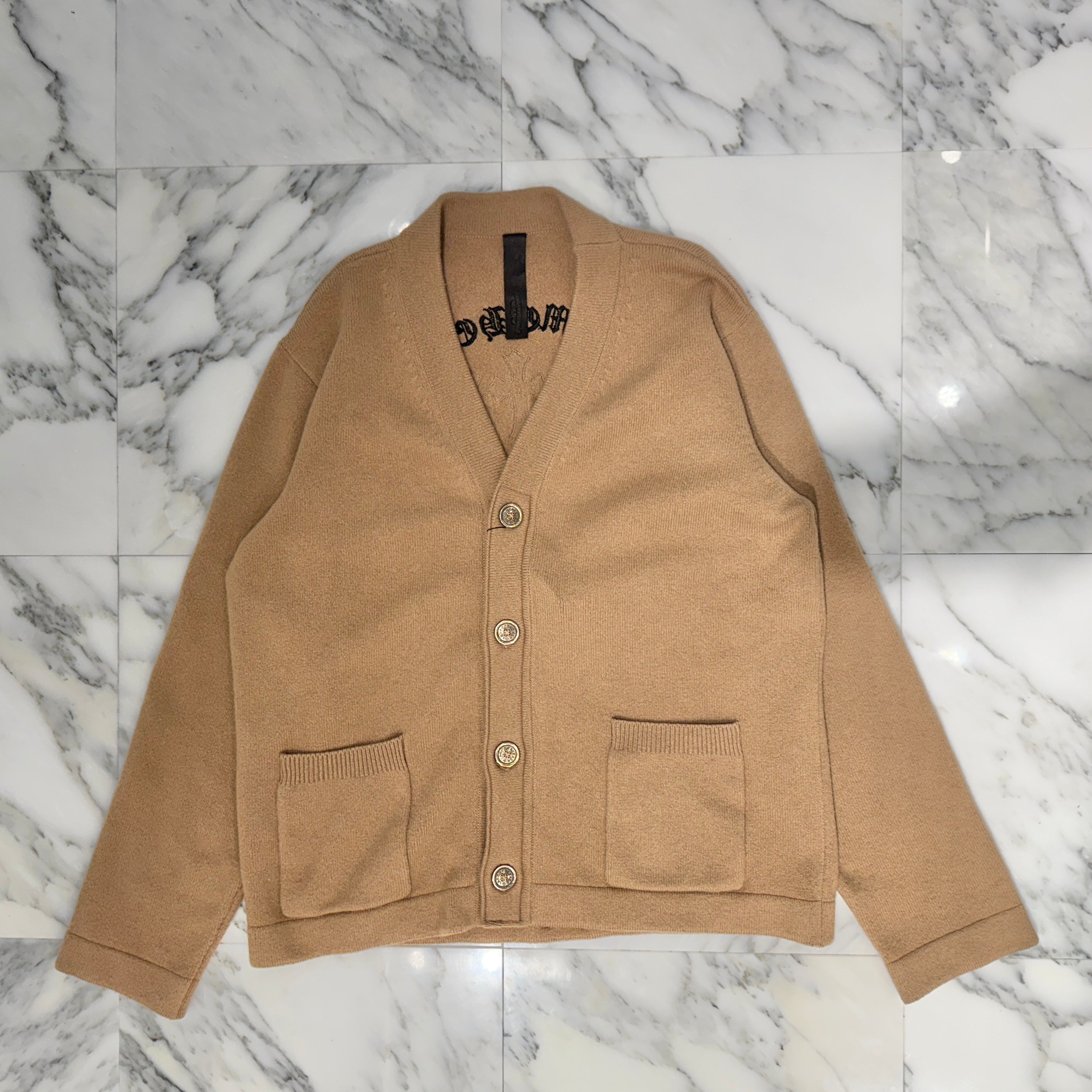 CHROME HEARTS YNOT King Taco 3 Cemetery Cross Patch Cashmere Cardigan Size L クロムハーツ ワイノット キングタコ 3セメタリークロスパッチ カシミヤカーディガン サイズL