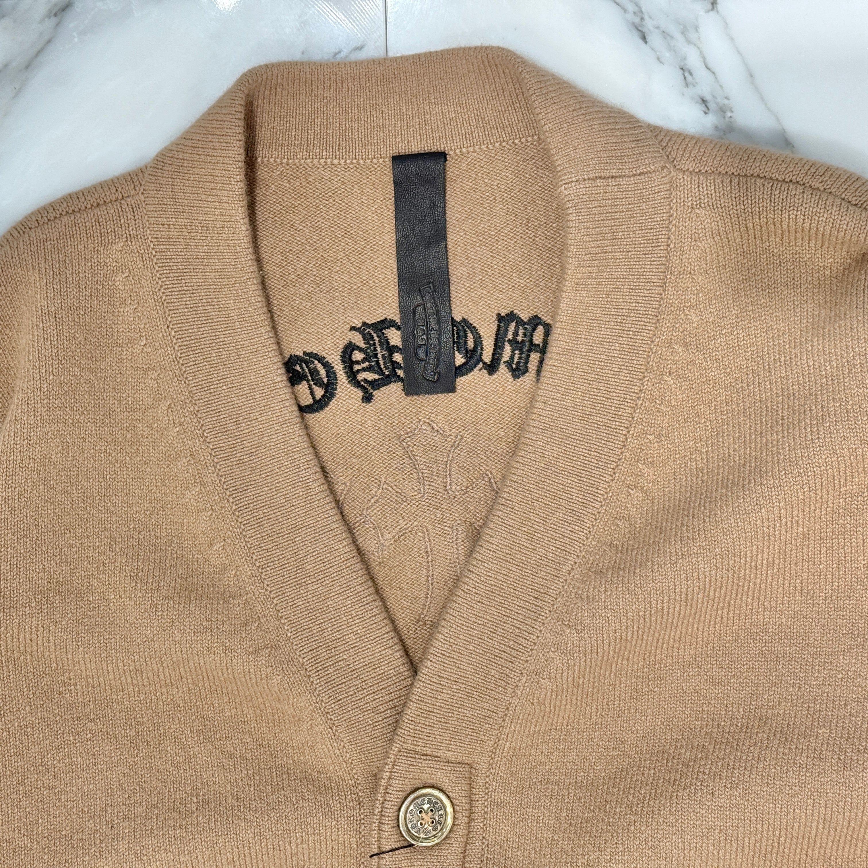 CHROME HEARTS YNOT King Taco 3 Cemetery Cross Patch Cashmere Cardigan Size L クロムハーツ ワイノット キングタコ 3セメタリークロスパッチ カシミヤカーディガン サイズL