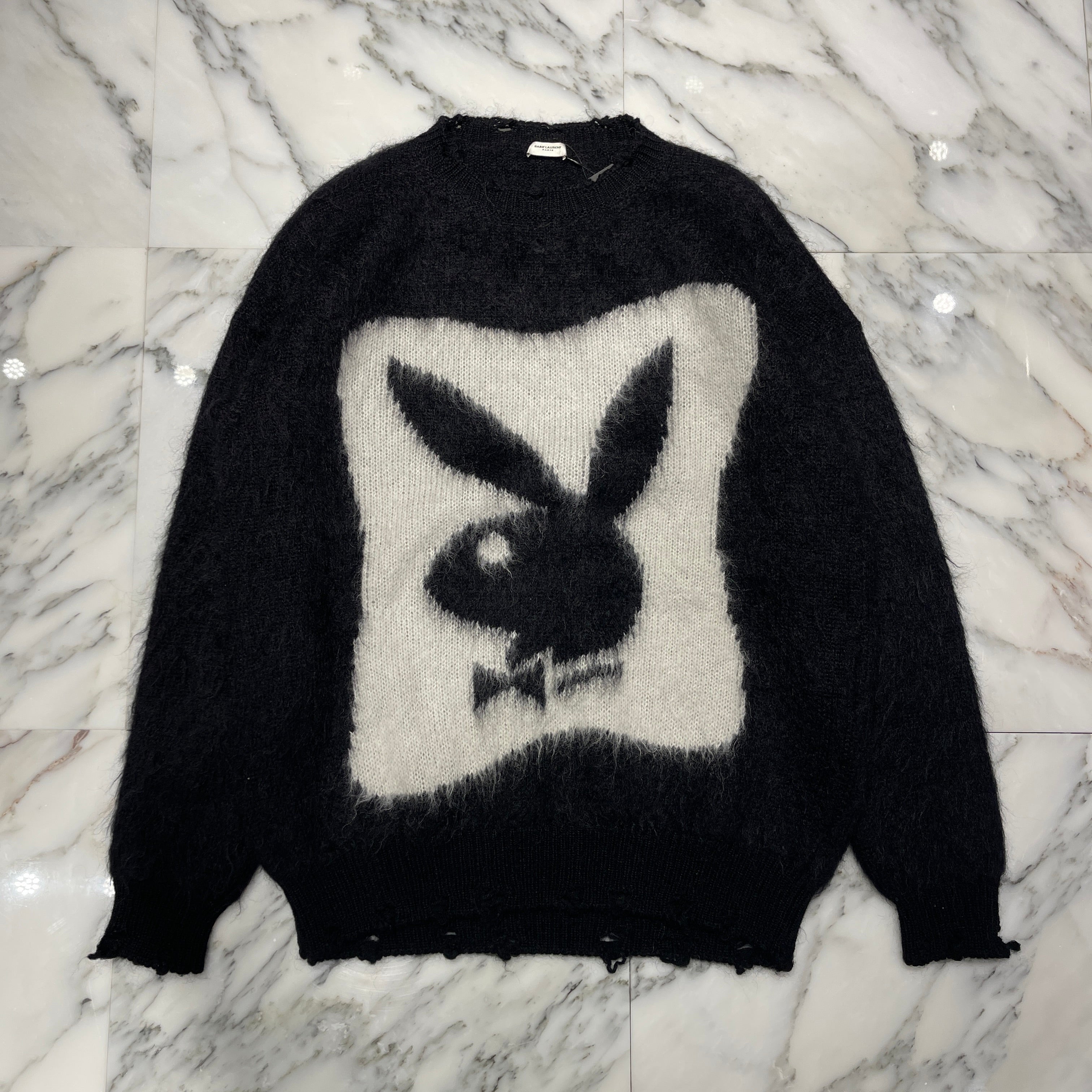SAINT LAURENT PARIS 2022AW MOHAIR PLAYBOY Knit Sweater 713263 Y75SA Size S サンローランパリ モヘヤ プレイボーイ ニットセーター サイズS