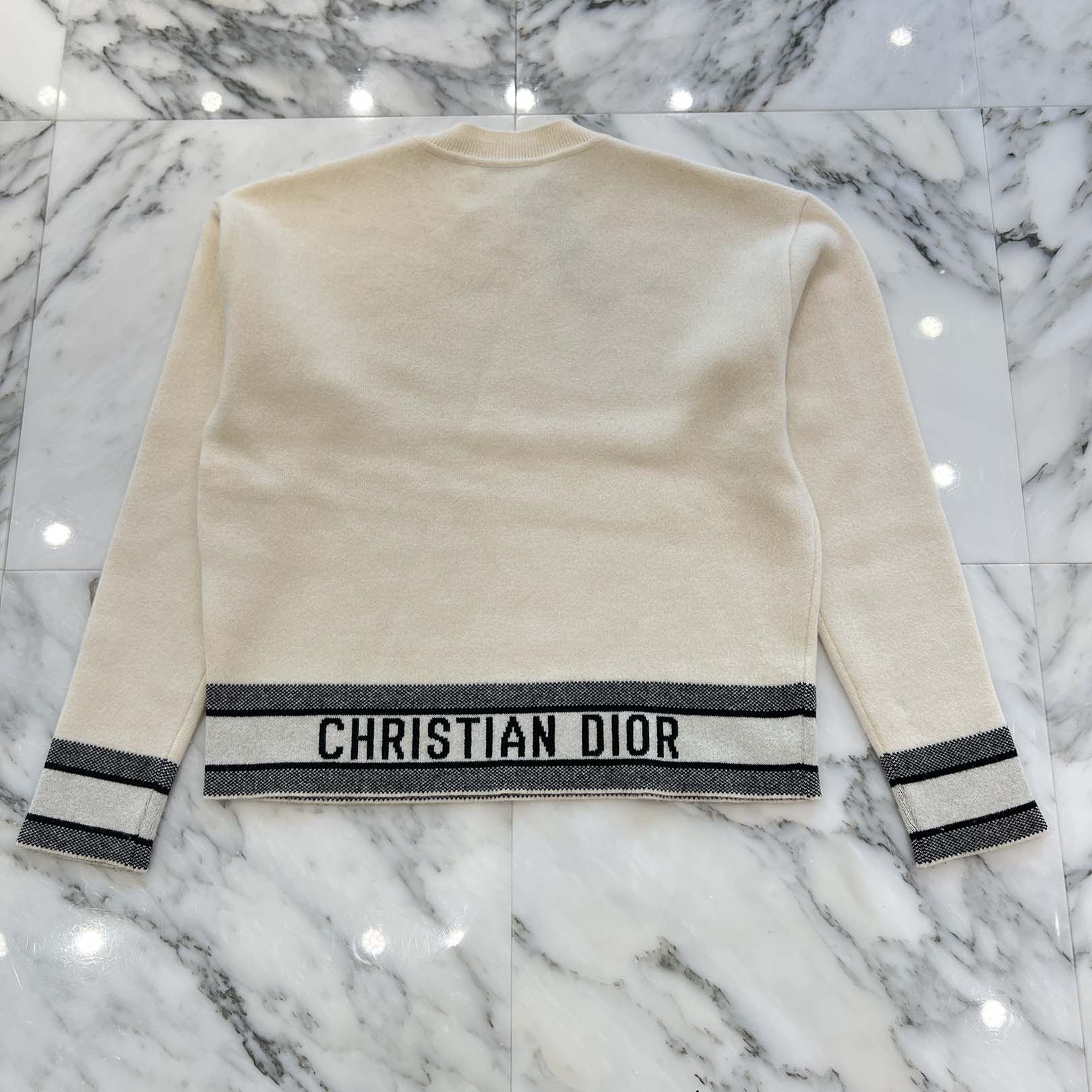 DIOR Travel Back Logo Cashmere Jacquard Knit Sweater 014S55AM042 Size 34 ディオール トラベル バックロゴ カシミヤ ジャカード ニット セーター サイズ34