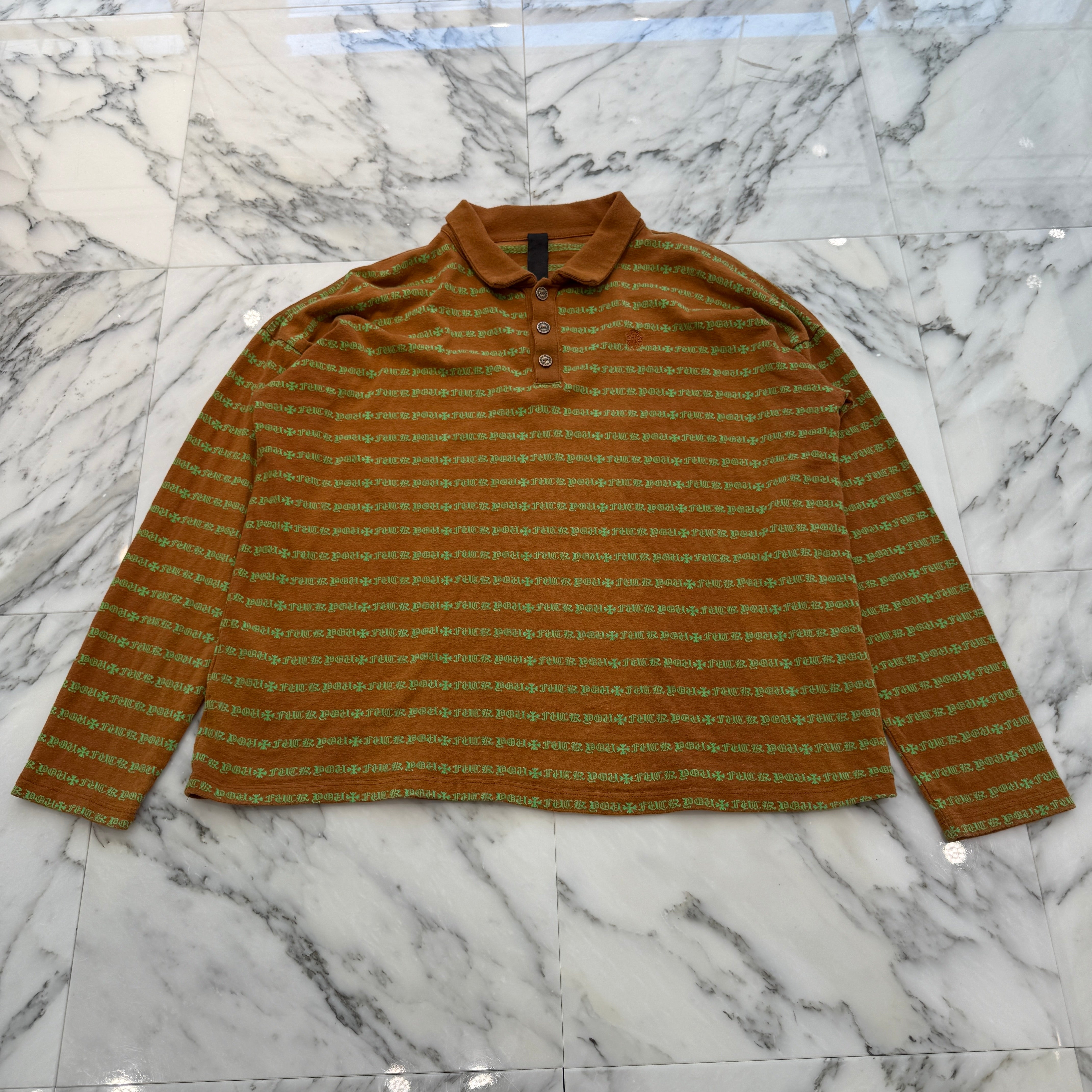 CHROME HEARTS Y NOT Vine Dagger Embroidery Long Sleeve Polo Shirt Size M クロムハーツ ワイノット ヴァインダガー刺繍 ロングスリーブポロシャツ サイズM