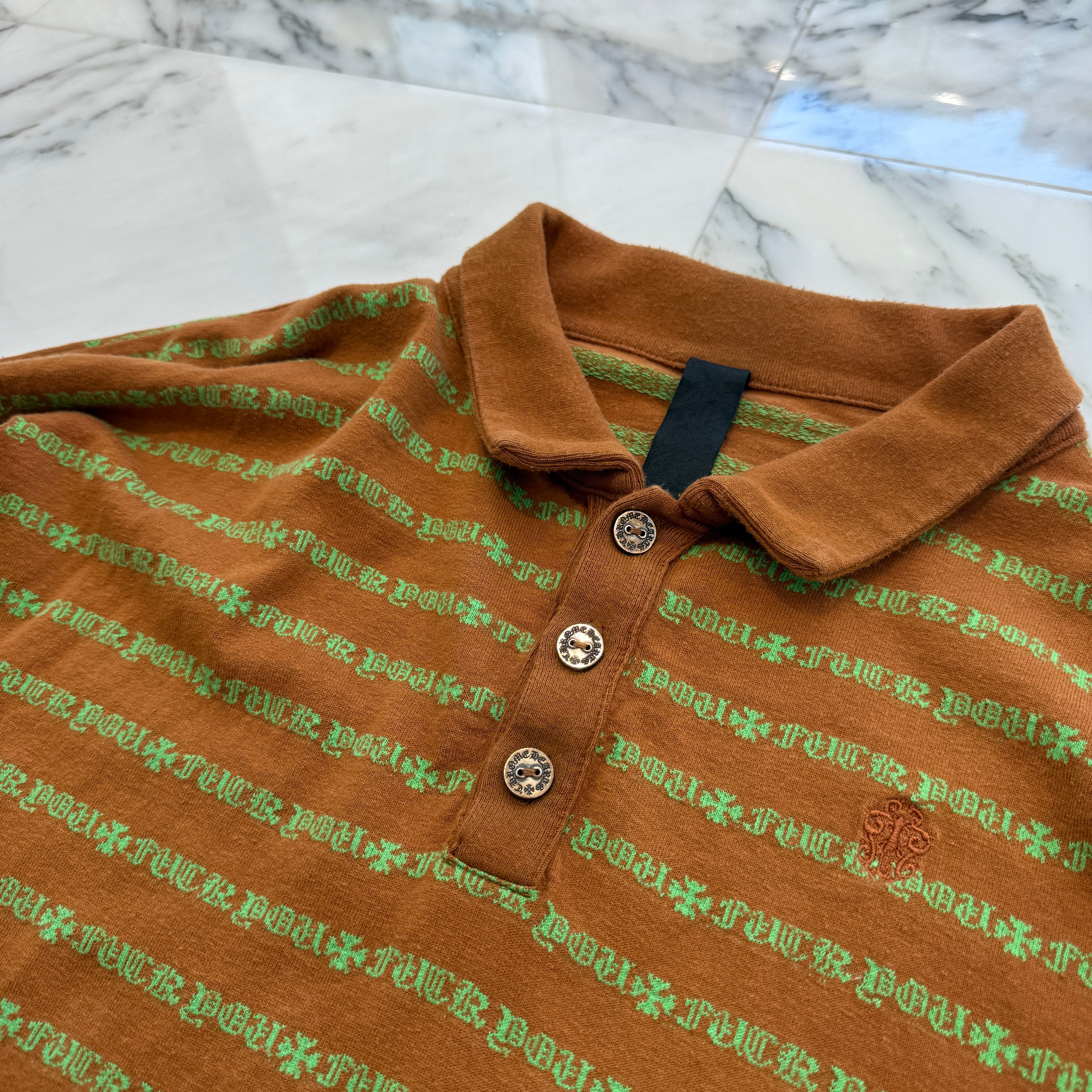 CHROME HEARTS Y NOT Vine Dagger Embroidery Long Sleeve Polo Shirt Size M クロムハーツ ワイノット ヴァインダガー刺繍 ロングスリーブポロシャツ サイズM