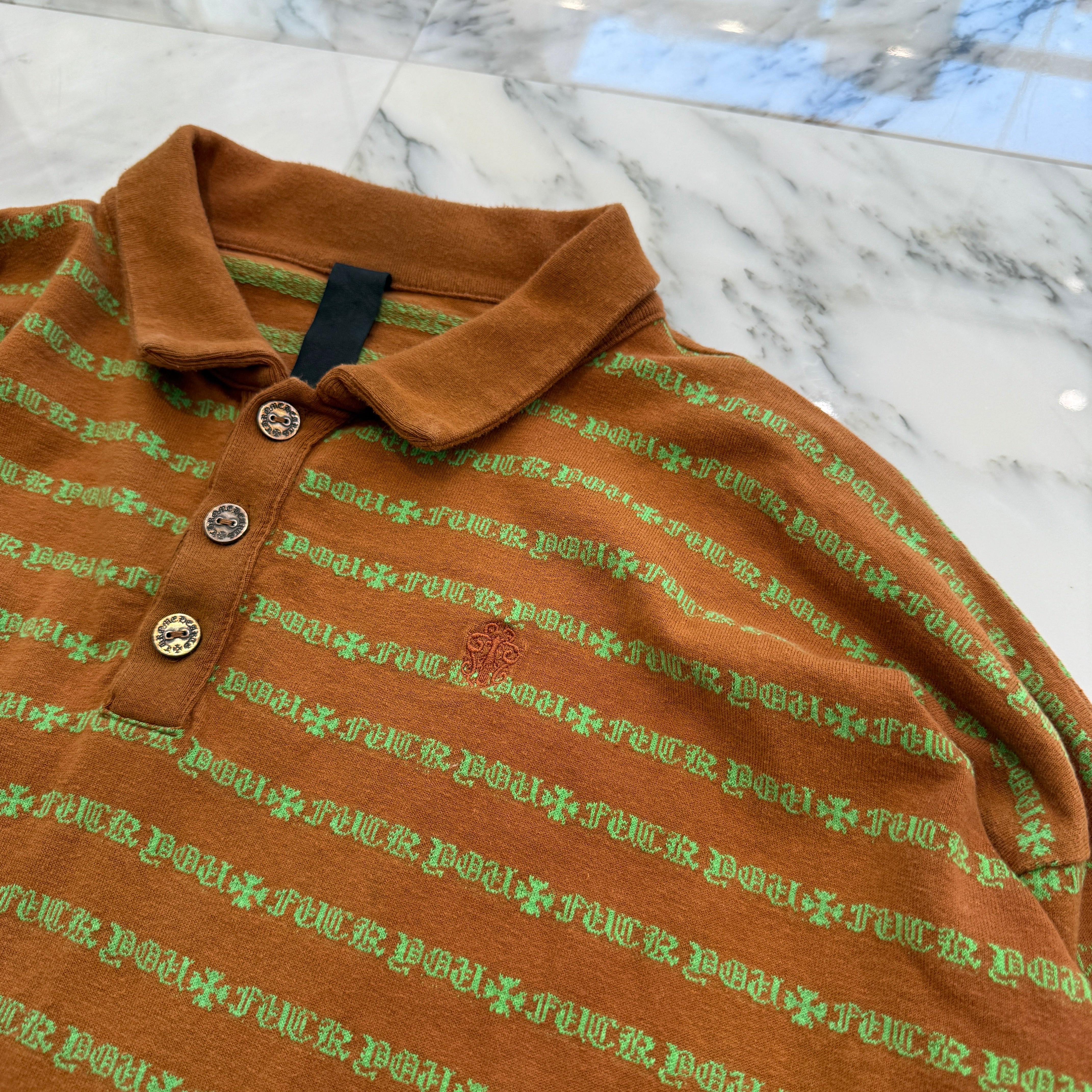 CHROME HEARTS Y NOT Vine Dagger Embroidery Long Sleeve Polo Shirt Size M クロムハーツ ワイノット ヴァインダガー刺繍 ロングスリーブポロシャツ サイズM