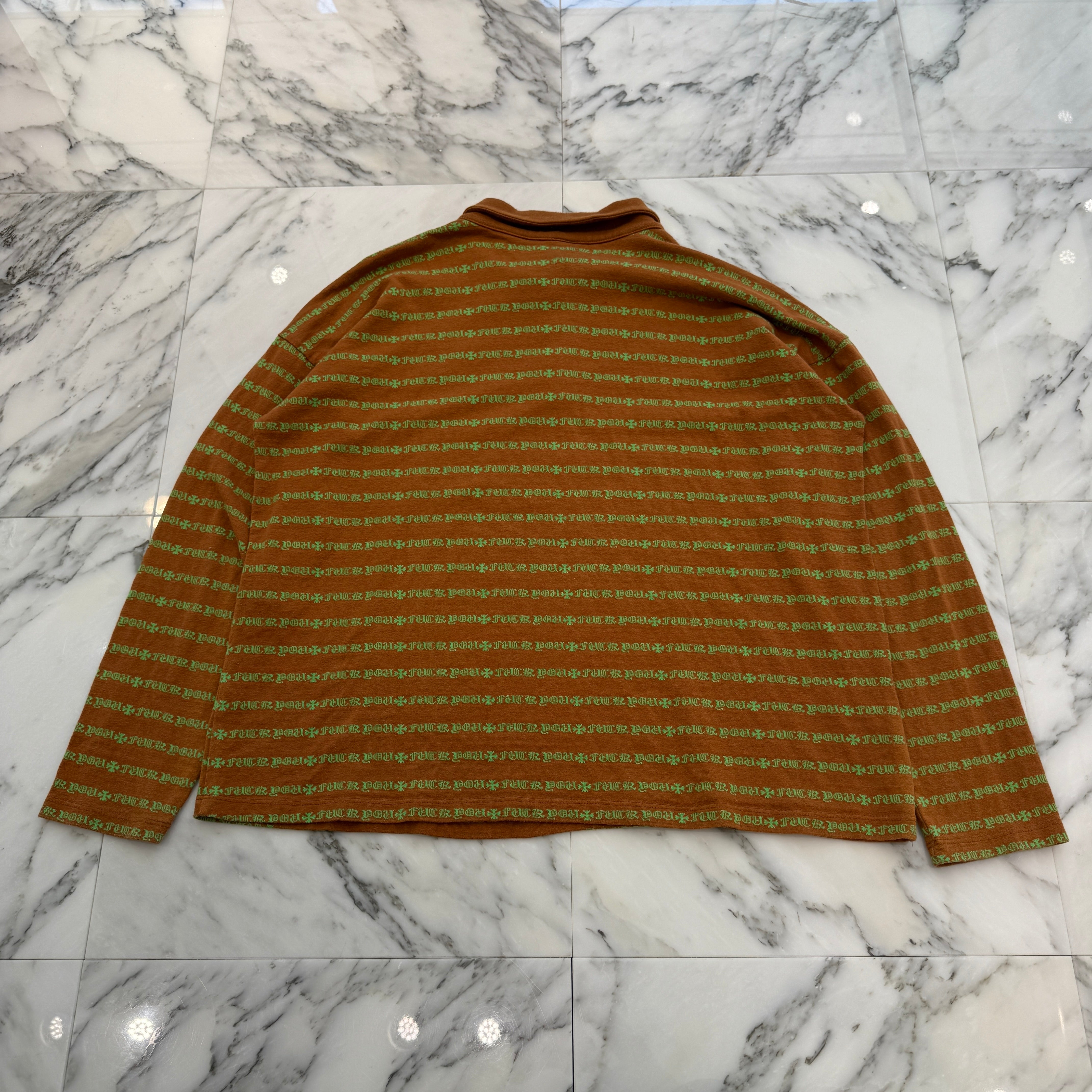 CHROME HEARTS Y NOT Vine Dagger Embroidery Long Sleeve Polo Shirt Size M クロムハーツ ワイノット ヴァインダガー刺繍 ロングスリーブポロシャツ サイズM