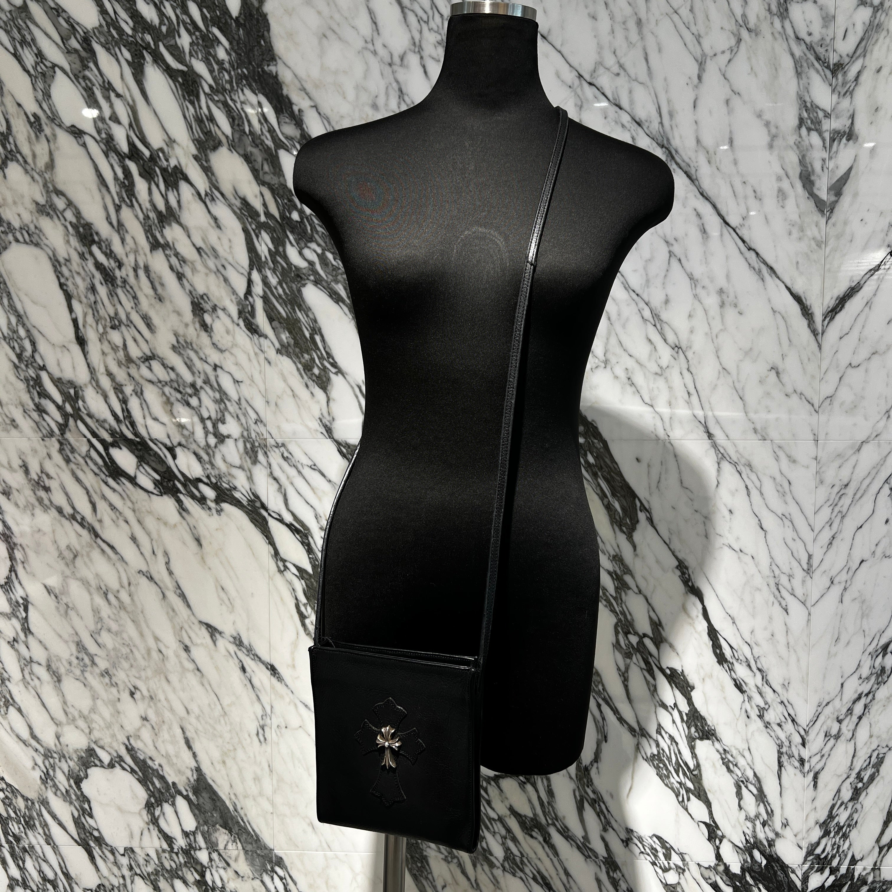 CHROME HEARTS CH Silver Cross Square Pocket Leather Shoulder Bag クロムハーツ CH シルバークロス スクエアポケット レザーショルダーバッグ