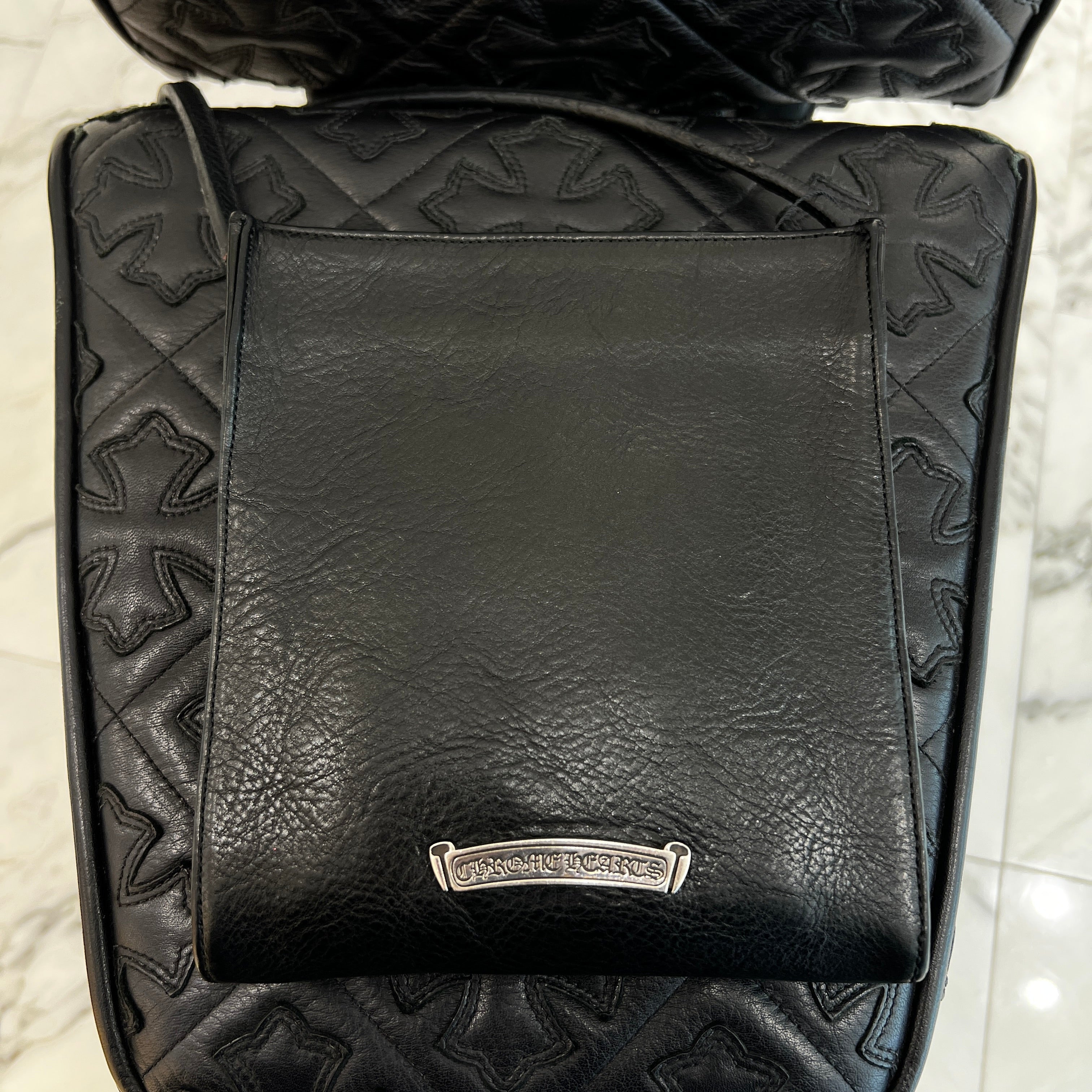 CHROME HEARTS CH Silver Cross Square Pocket Leather Shoulder