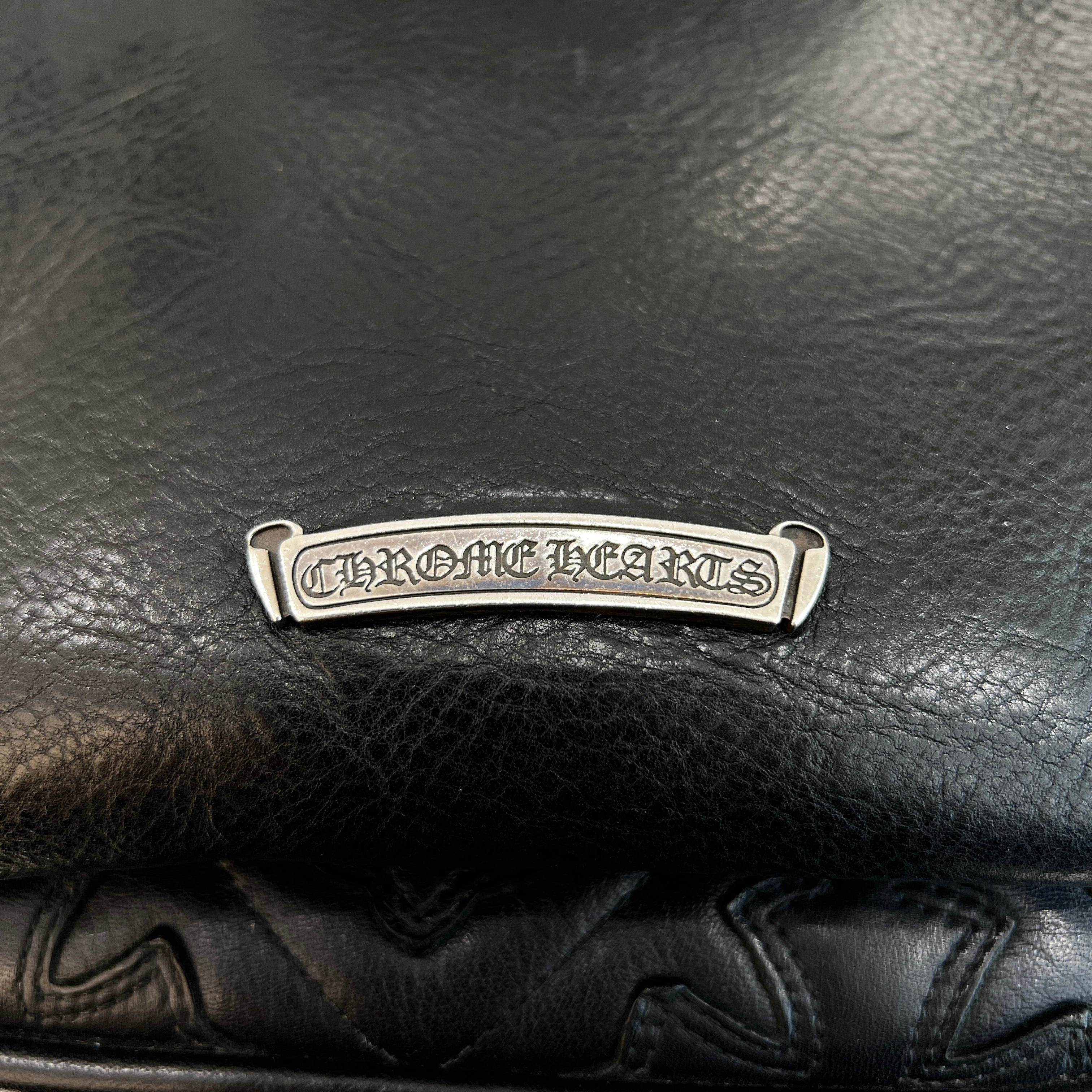 CHROME HEARTS CH Silver Cross Square Pocket Leather Shoulder Bag クロムハーツ CH シルバークロス スクエアポケット レザーショルダーバッグ