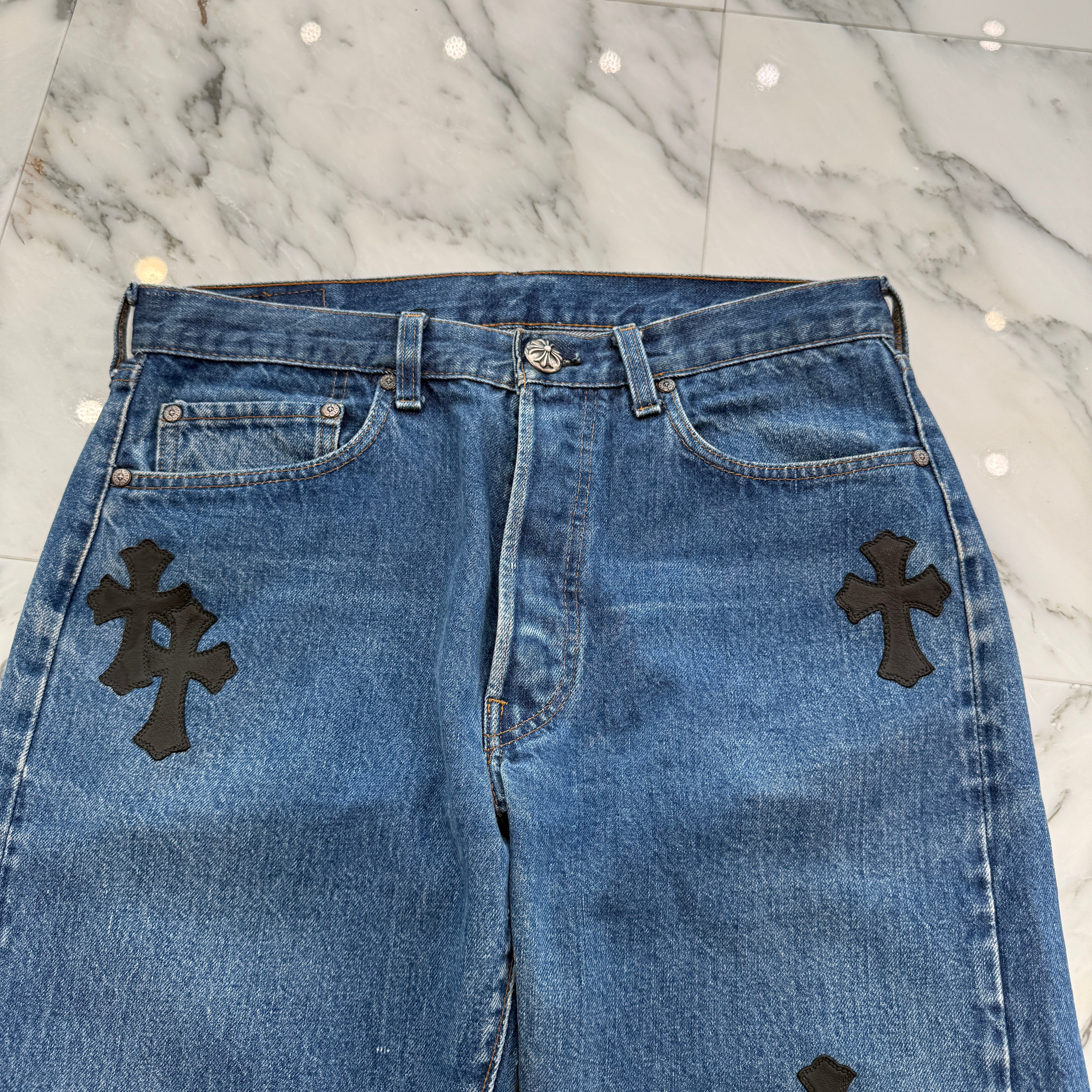 CHROME HEARTS × Levi's Body VNTG Cross Leather Patch Jeans Size 30 クロムハーツ × リーバイスボディ ヴィンテージ クロスレザーパッチ ジーンズ デニムパンツ サイズ30