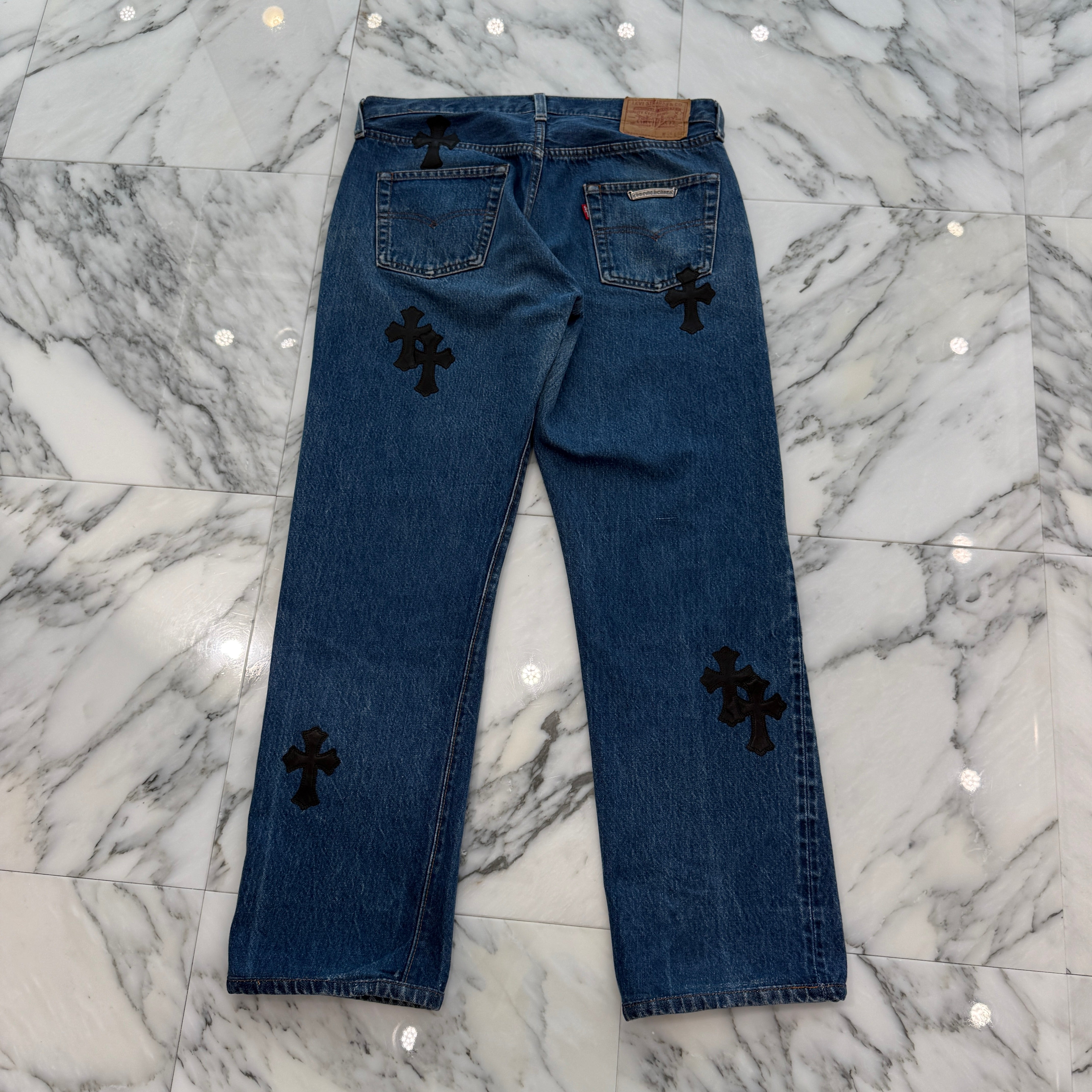 CHROME HEARTS × Levi's Body VNTG Cross Leather Patch Jeans Size 30 クロムハーツ × リーバイスボディ ヴィンテージ クロスレザーパッチ ジーンズ デニムパンツ サイズ30