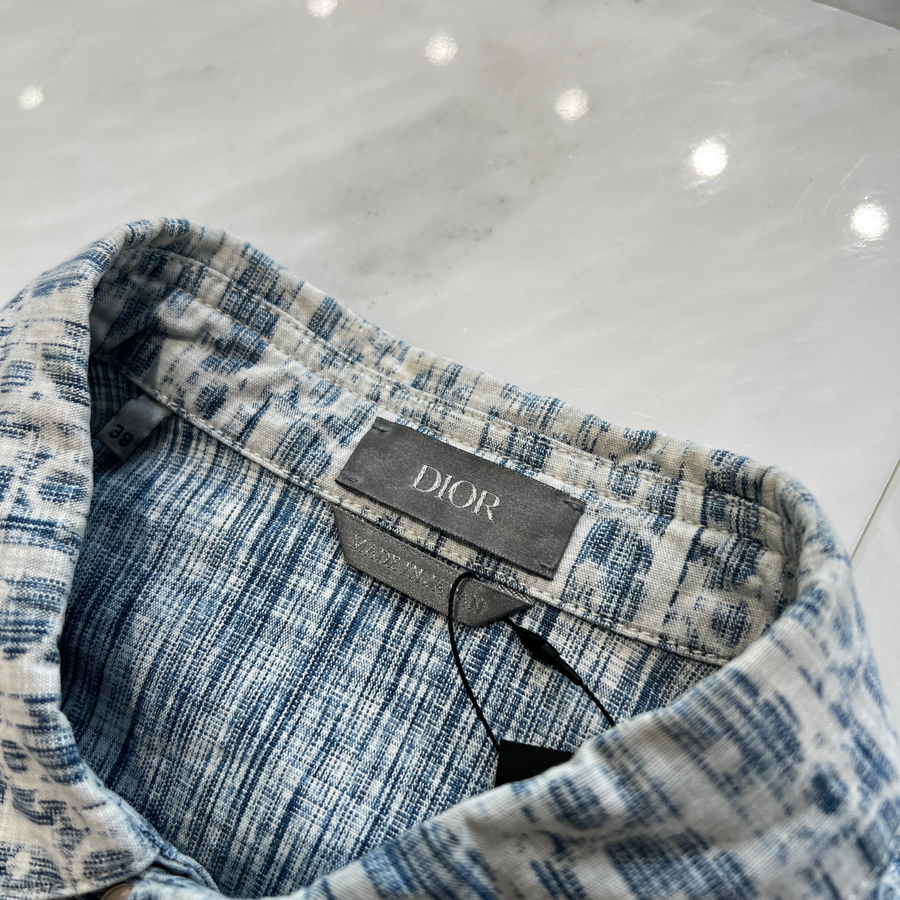 DIOR 2020AW Oblique Kasuri Cotton Denim Over Shirt 013D585BY989 Size 39 ディオール オブリーク カスリ コットンデニムオーバーシャツ サイズ39