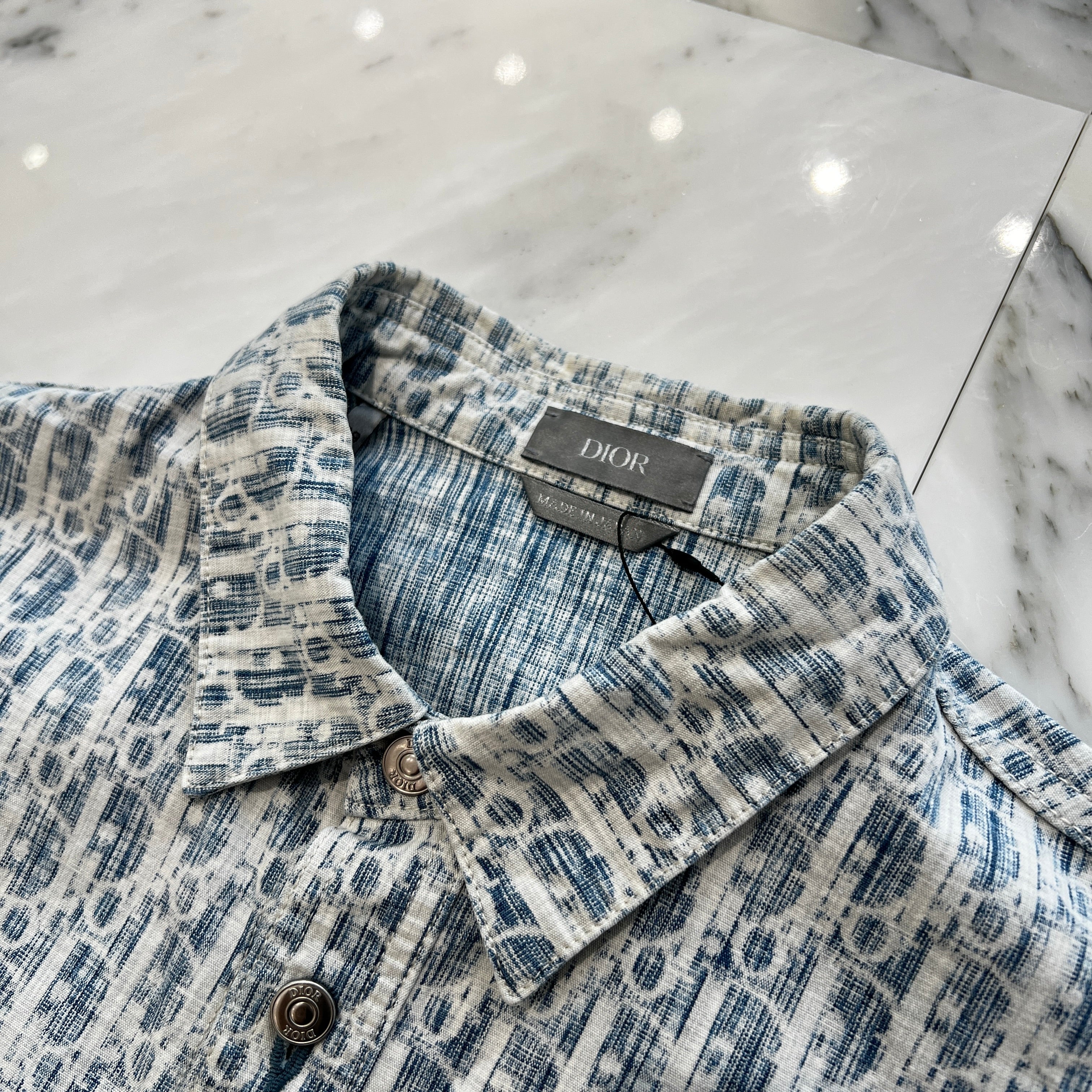 DIOR 2020AW Oblique Kasuri Cotton Denim Over Shirt 013D585BY989 Size 39 ディオール オブリーク カスリ コットンデニムオーバーシャツ サイズ39