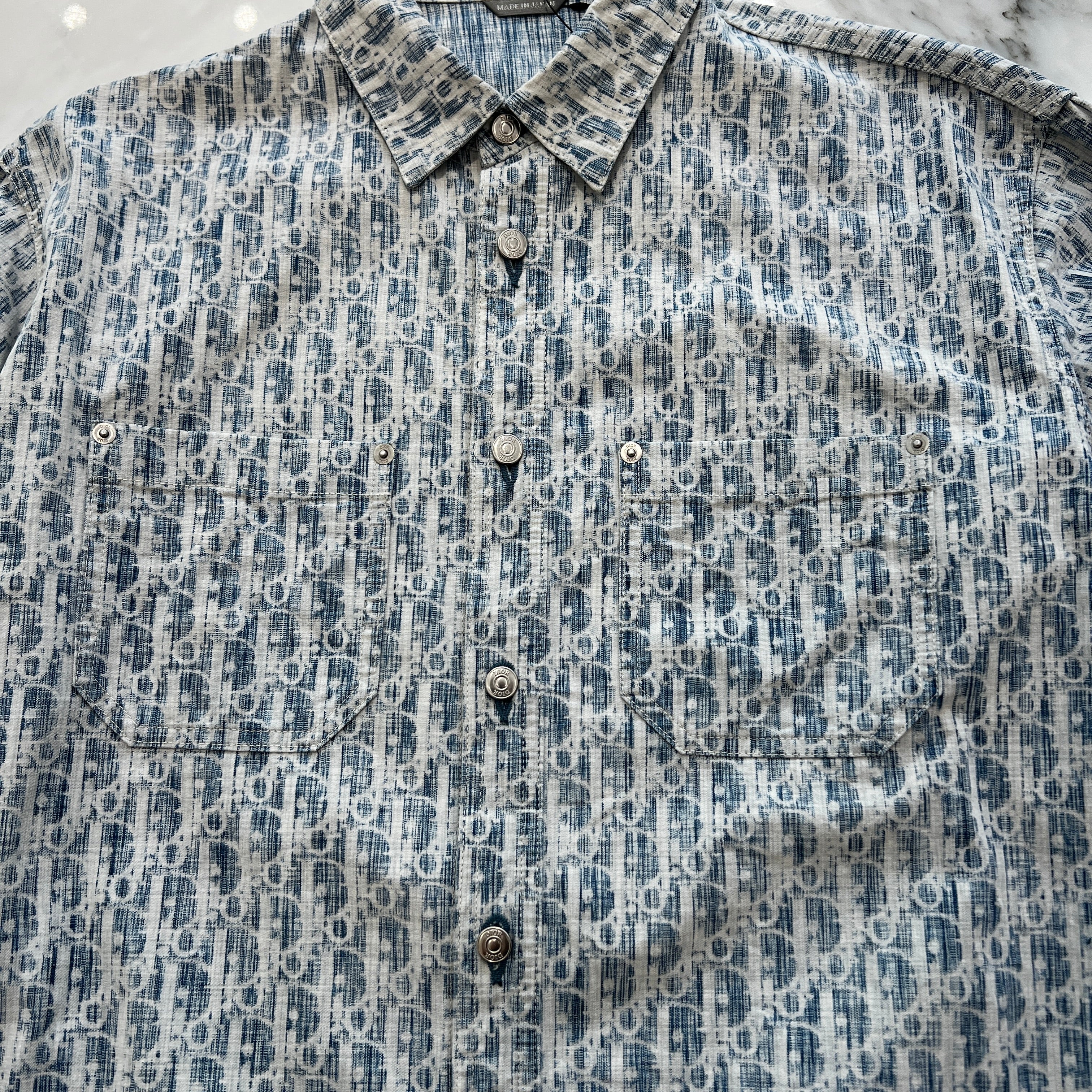 DIOR 2020AW Oblique Kasuri Cotton Denim Over Shirt 013D585BY989 Size 39 ディオール オブリーク カスリ コットンデニムオーバーシャツ サイズ39
