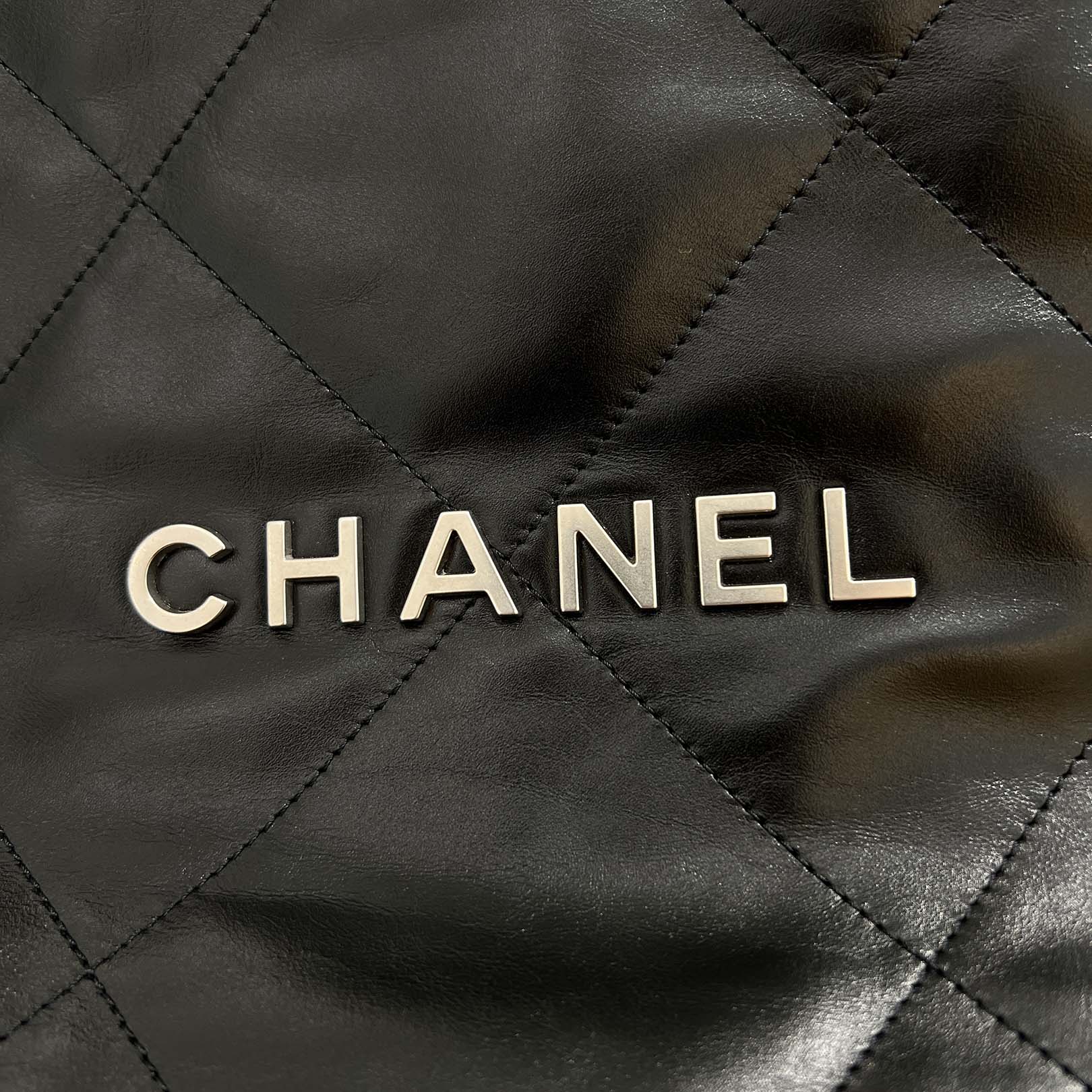 CHANEL 22 Small Shiny Calf Leather Chain Back Pack シャネル 22