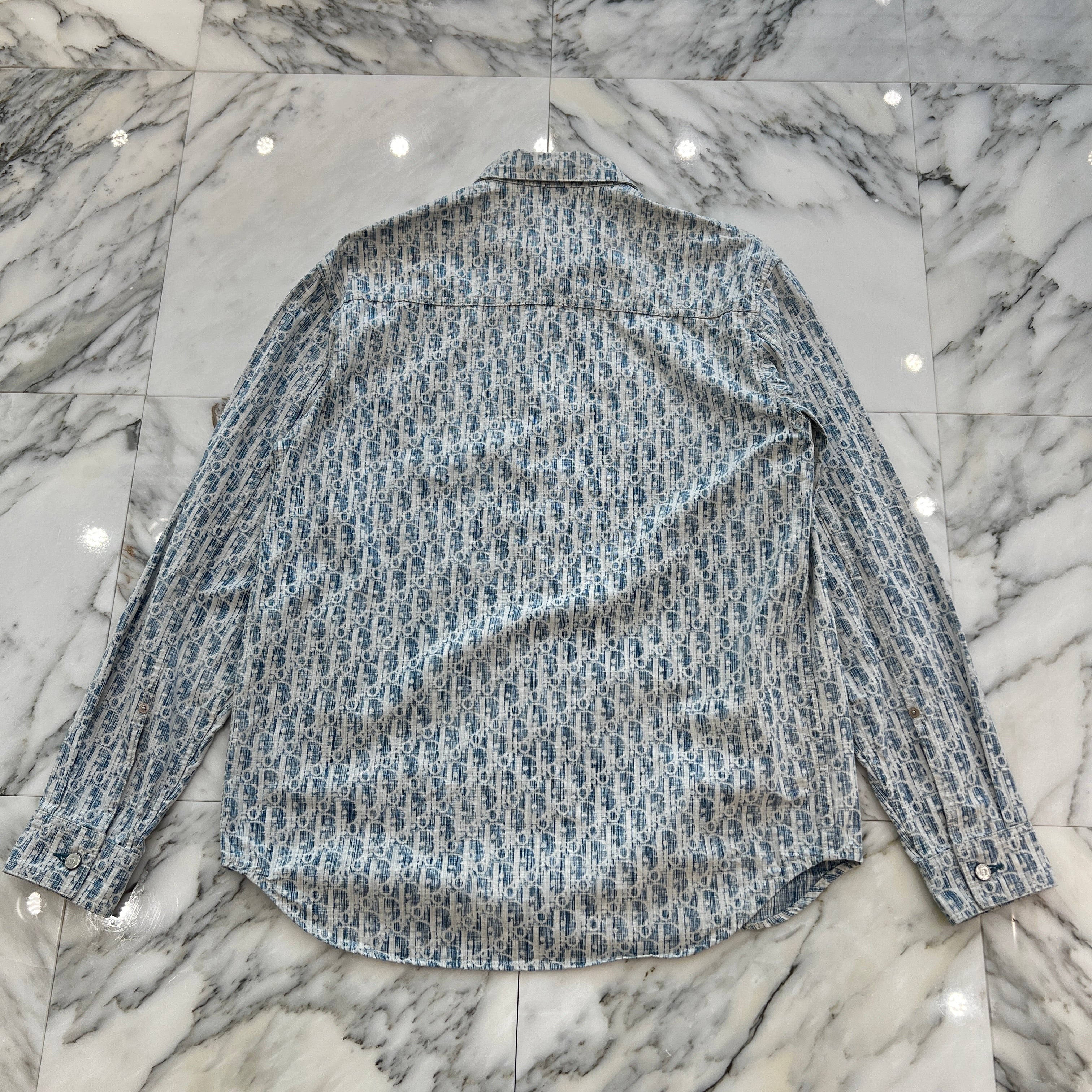 DIOR 2020AW Oblique Kasuri Cotton Denim Over Shirt 013D585BY989 Size 39 ディオール オブリーク カスリ コットンデニムオーバーシャツ サイズ39