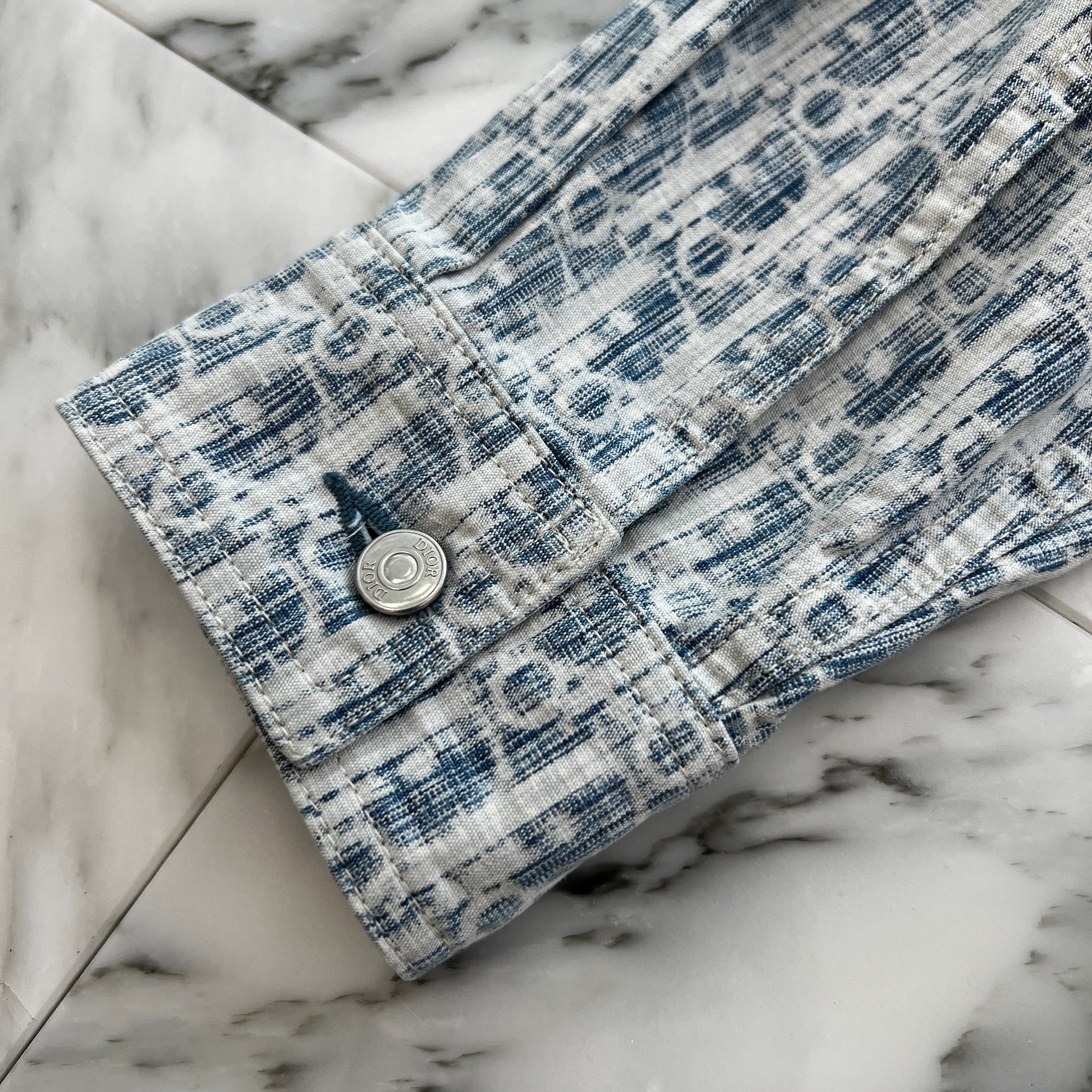 DIOR 2020AW Oblique Kasuri Cotton Denim Over Shirt 013D585BY989 Size 39 ディオール オブリーク カスリ コットンデニムオーバーシャツ サイズ39