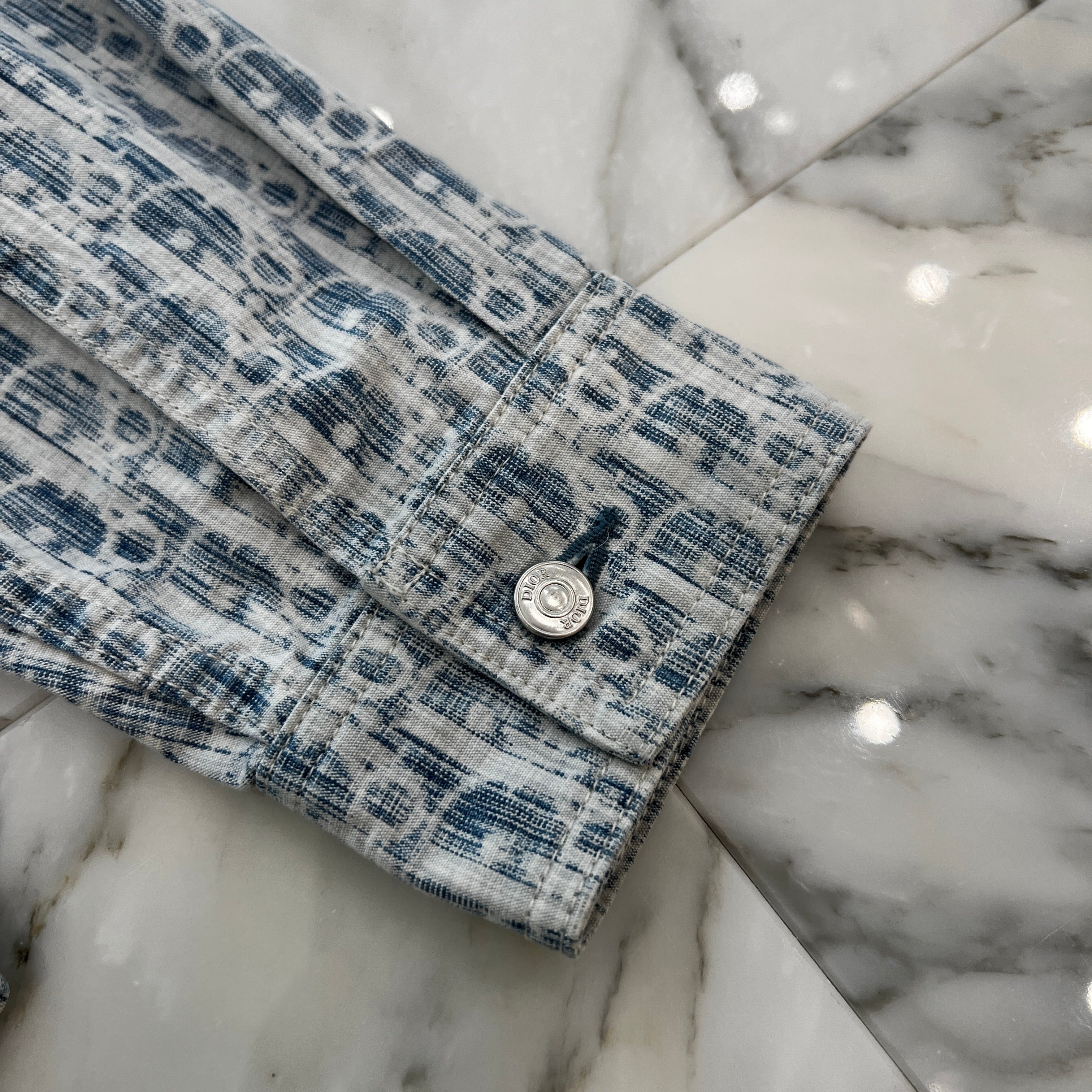 DIOR 2020AW Oblique Kasuri Cotton Denim Over Shirt 013D585BY989 Size 39 ディオール オブリーク カスリ コットンデニムオーバーシャツ サイズ39