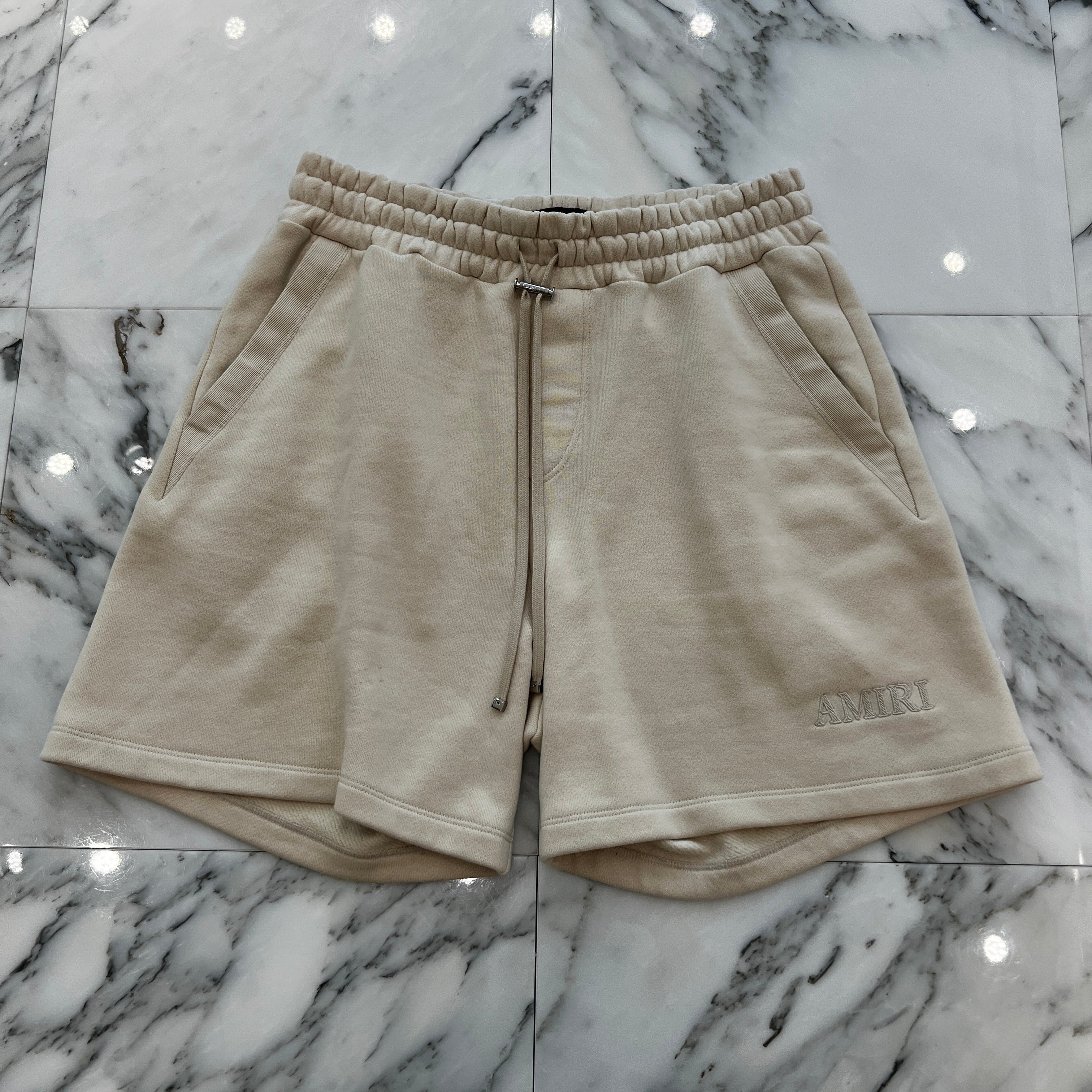 AMIRI Logo Embroidered Leather Patch Cotton Shorts Size M アミリ ロゴ刺繍レザーパッチコットンハーフパンツ サイズM