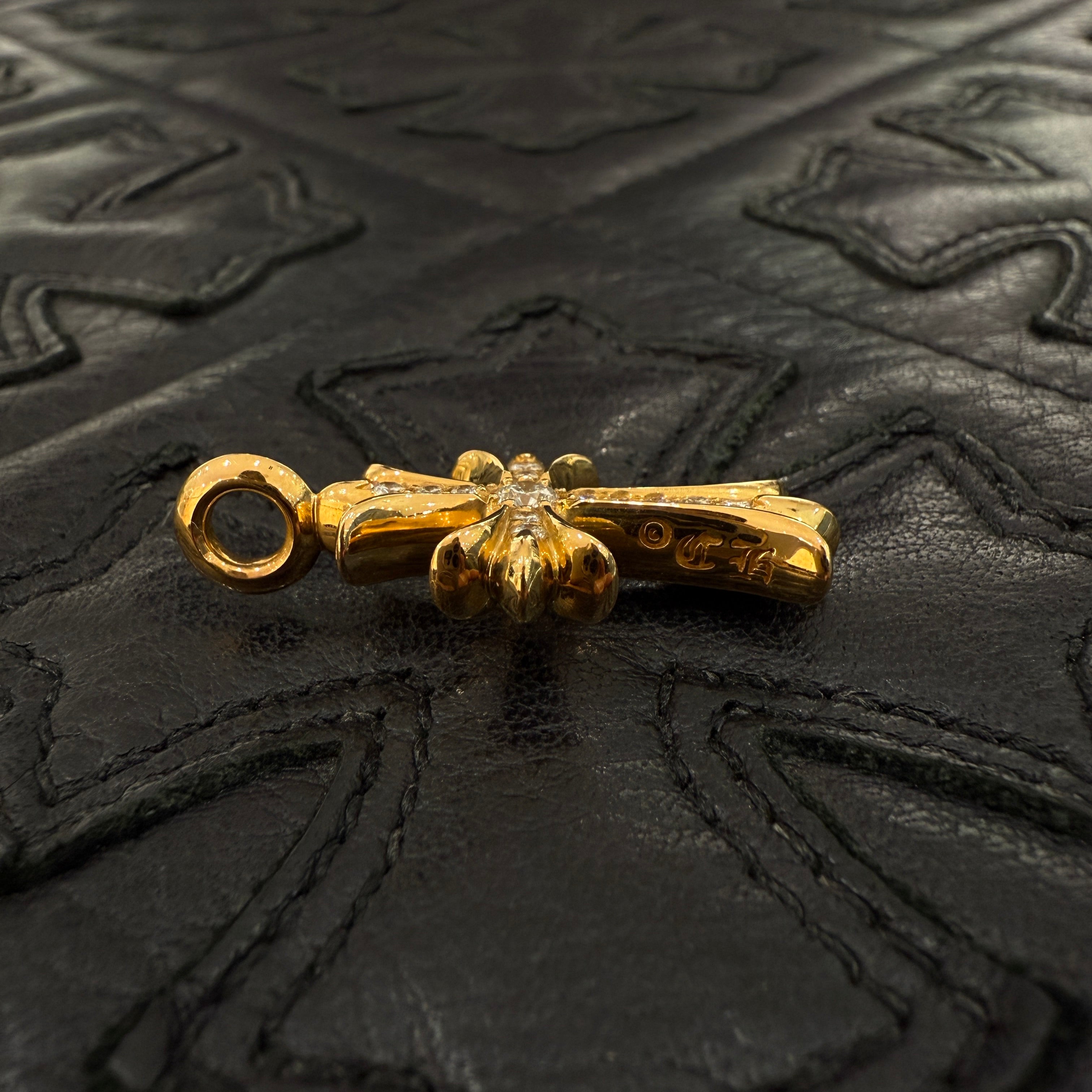 CHROME HEARTS 22K Tiny Fat Cross Pave Diamond Pendant Top クロムハーツ 22K タイニーファットクロス パヴェダイヤモンド ペンダントトップ