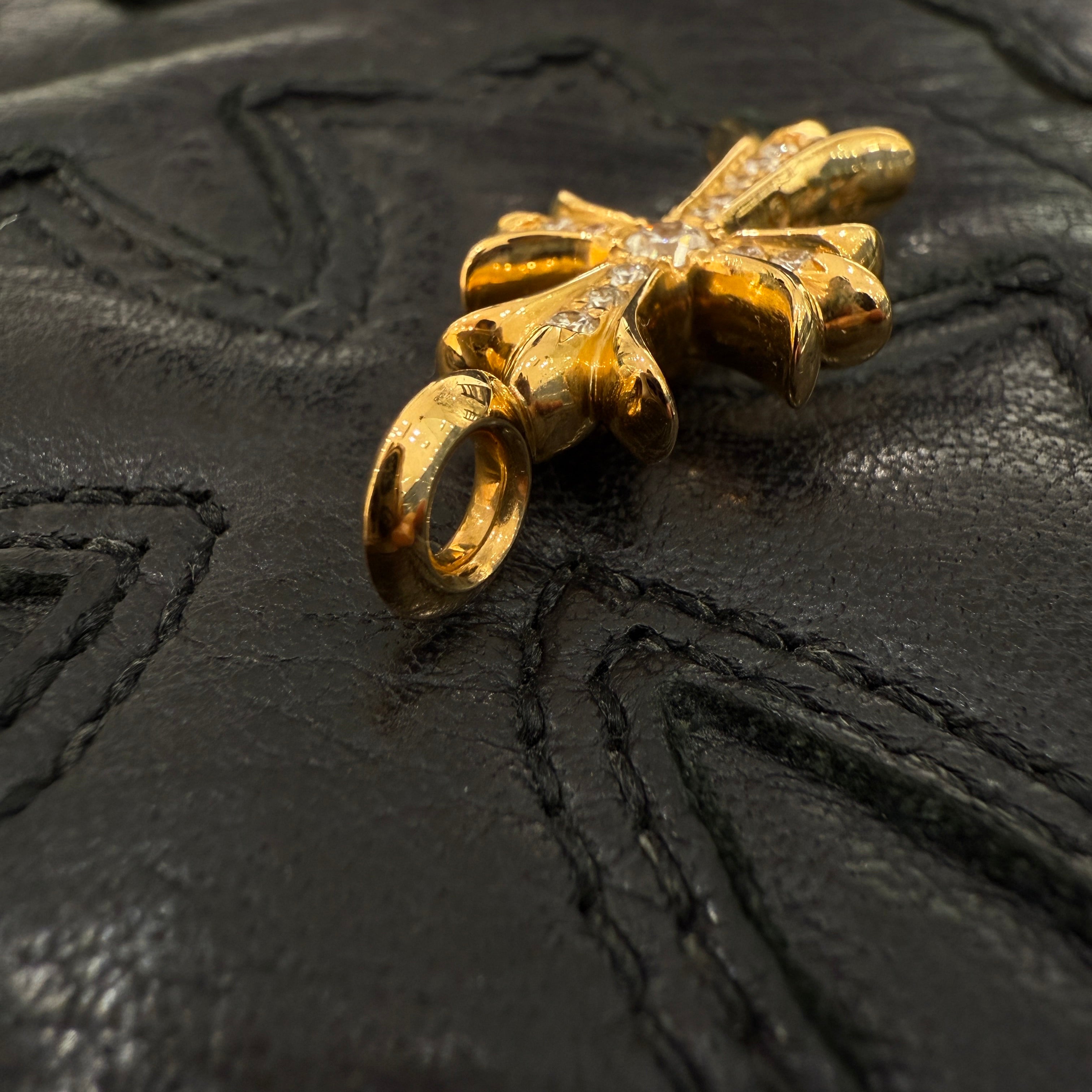 CHROME HEARTS 22K Tiny Fat Cross Pave Diamond Pendant Top クロムハーツ 22K タイニーファットクロス パヴェダイヤモンド ペンダントトップ