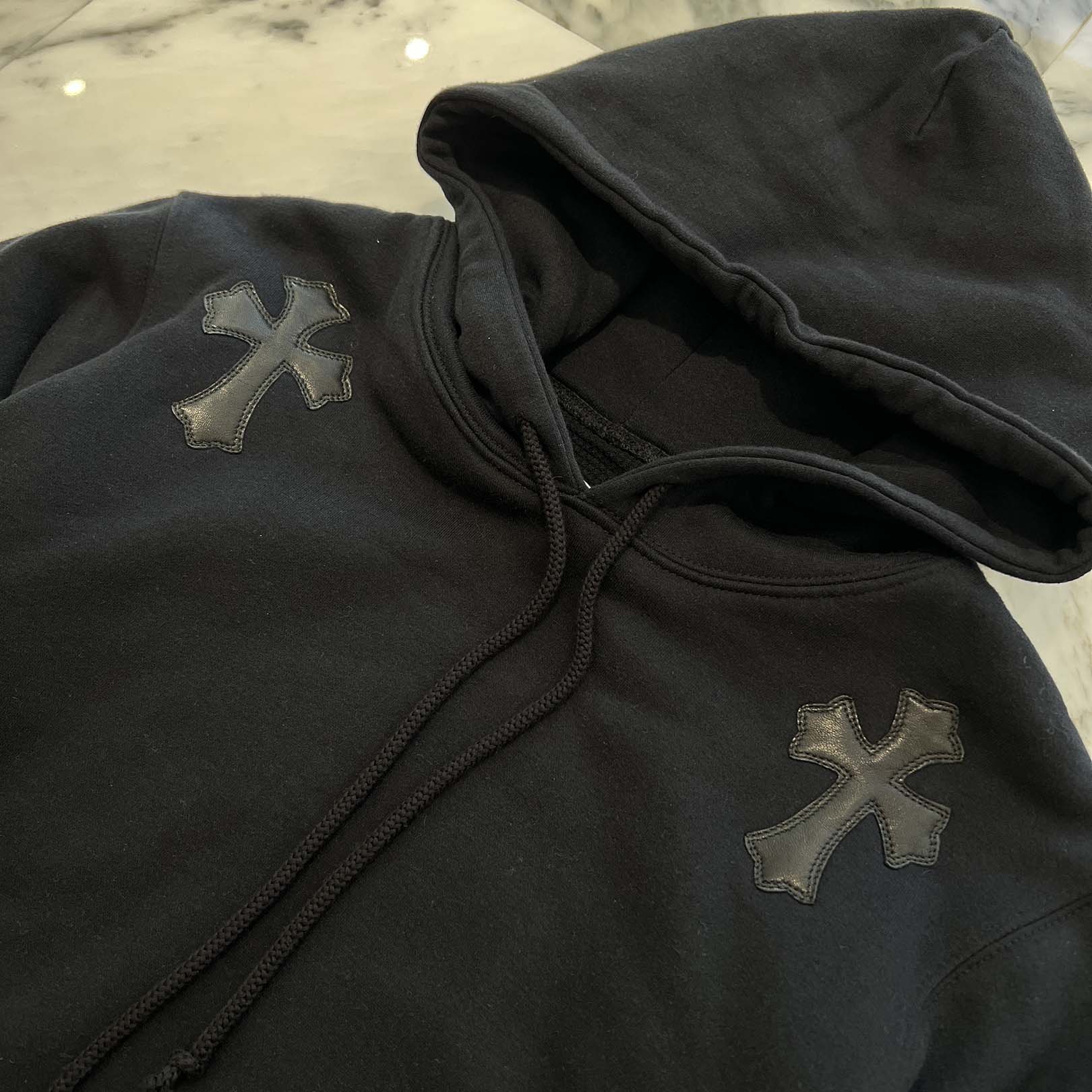 CHROME HEARTS × BIGBANG CH BIGBANG HD PLVR Size S クロムハーツ × ビッグバン レザーパッチプルオーバーフーディ サイズS