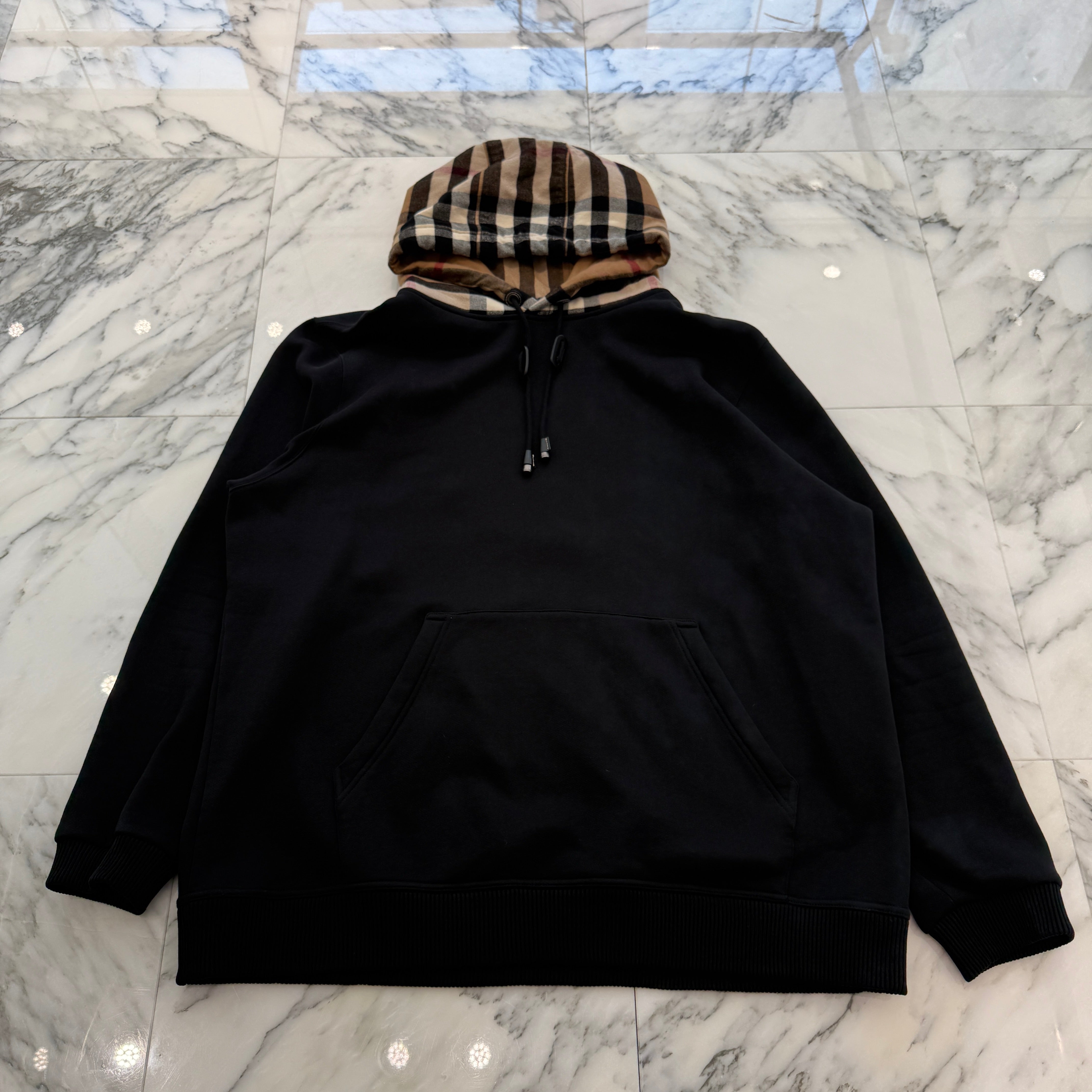 BURBERRY 2021AW Check Hood Cotton Blend Pullover Hoodie 8045004 Size XXL バーバリー チェック フード コットンブレンド プルオーバーフーディー サイズXXL