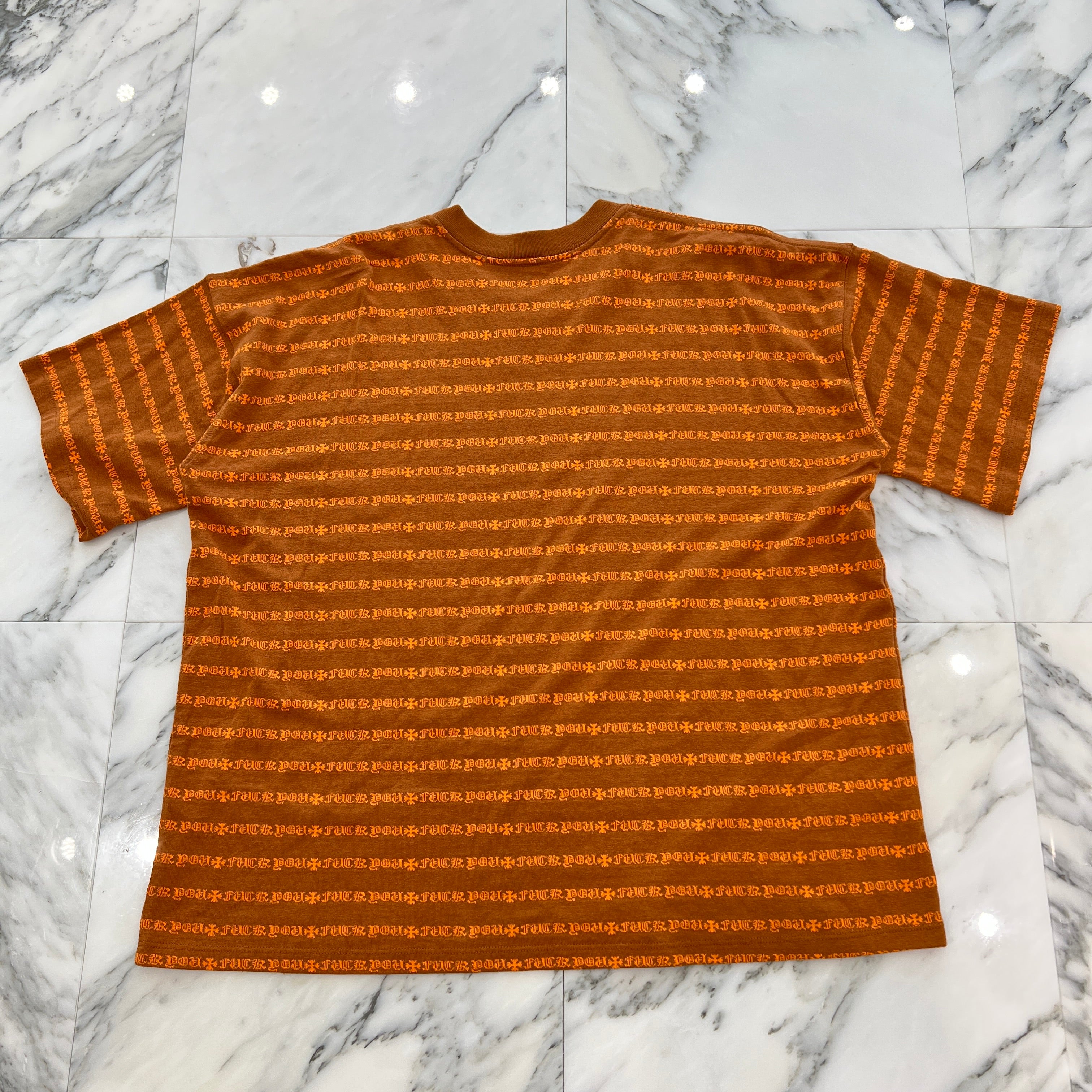 CHROME HEARTS × MATTY BOY Y NOT Chomper Embroidery Stripe Polo Tee Size L クロムハーツ × マッティボーイ チョンパー刺繍 ストライプ ポロシャツ サイズL