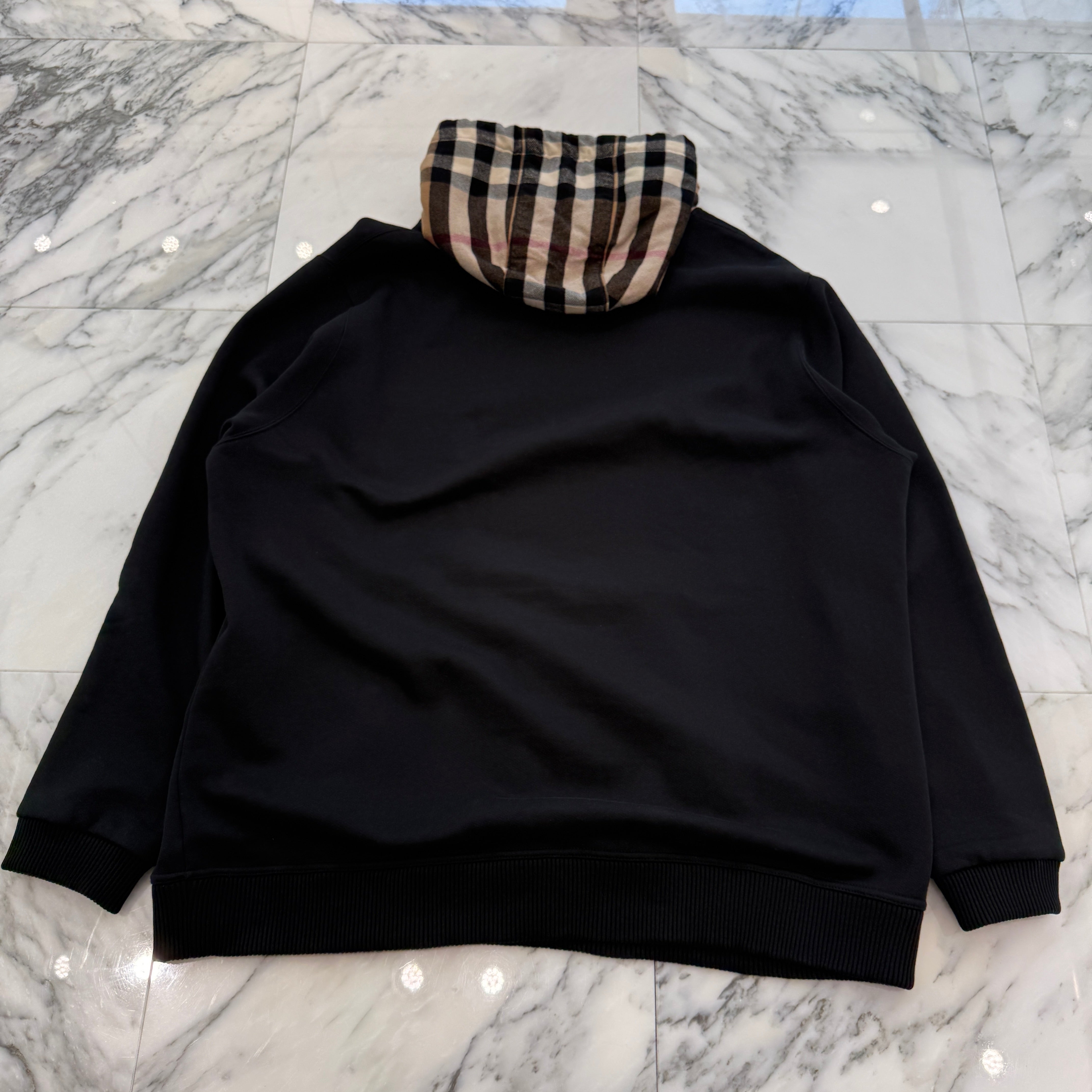 BURBERRY 2021AW Check Hood Cotton Blend Pullover Hoodie 8045004 Size XXL バーバリー チェック フード コットンブレンド プルオーバーフーディー サイズXXL