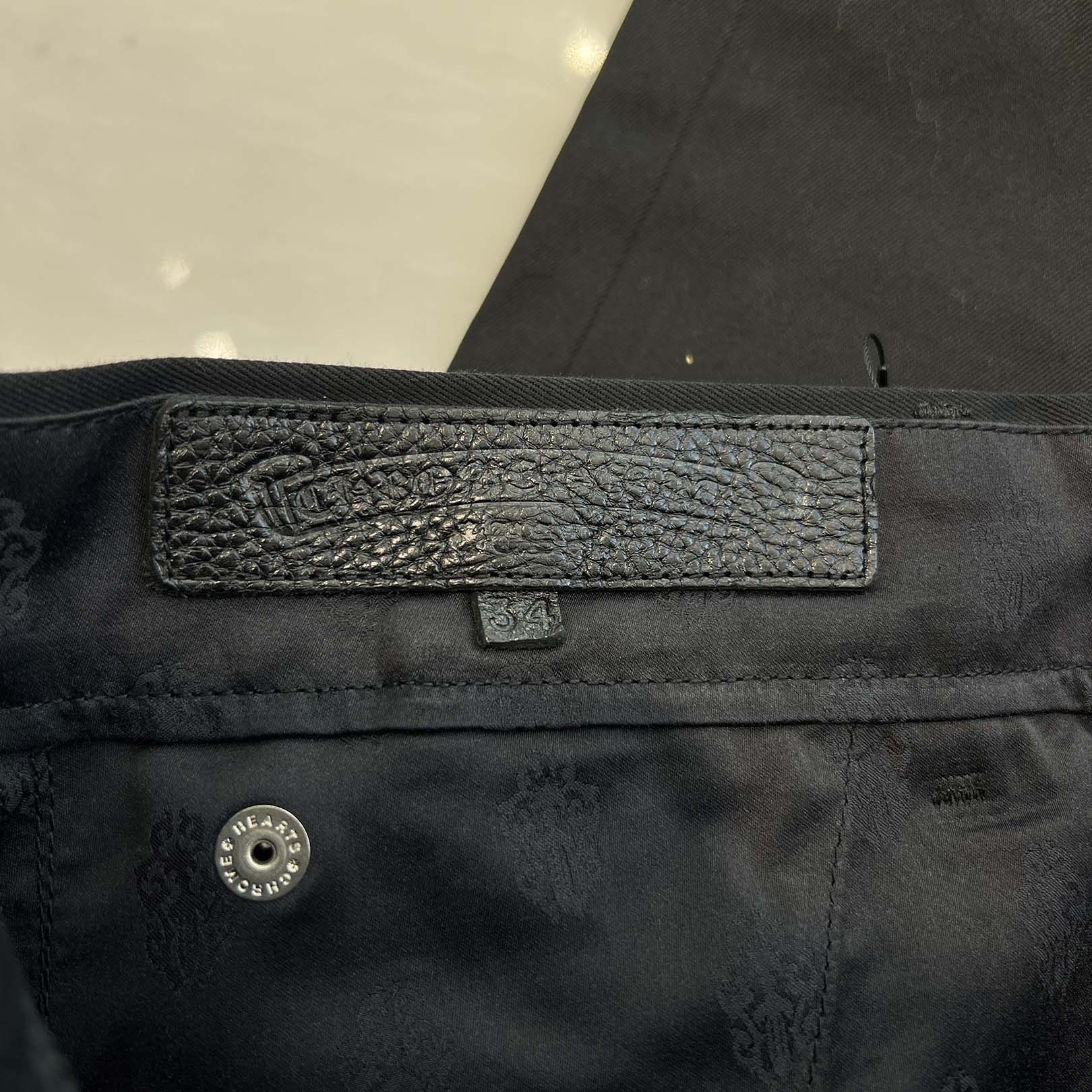 CHROME HEARTS Cross Ball Button Wide Flare Cotton Chino Pants Size 34 クロムハーツ クロスボールボタン ワイドフレア コットン チノパンツ サイズ34