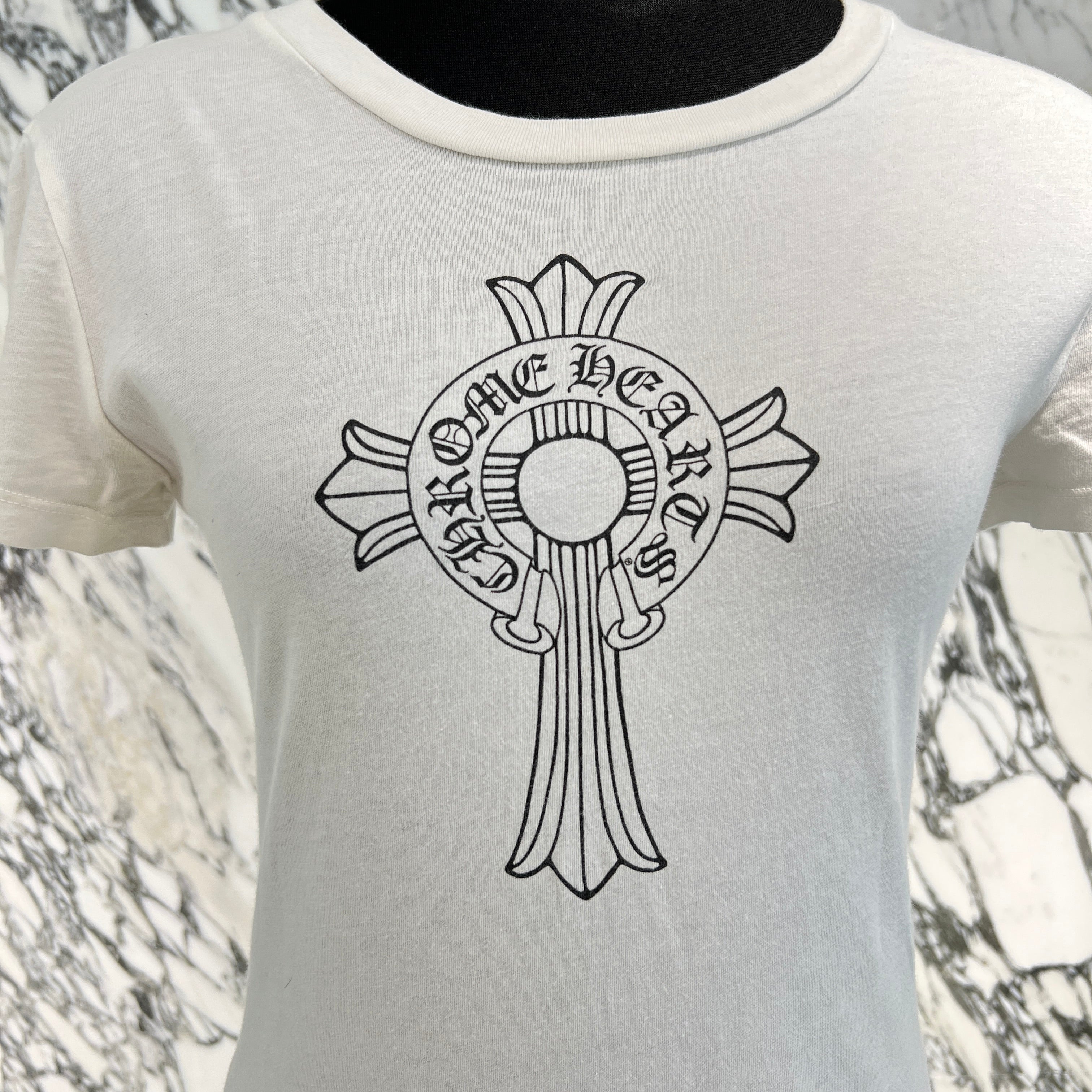 CHROME HEARTS Horseshoe Cross Ladies Tee Size XS クロムハーツ ホースシュークロス プリント レディースTシャツ サイズXS