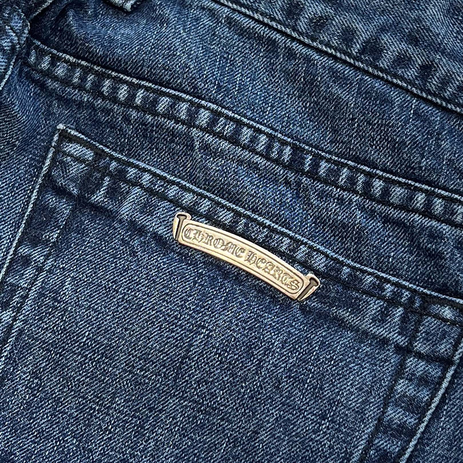 CHROME HEARTS Cross Ball Button Wide Flare Denim Pants Size 34