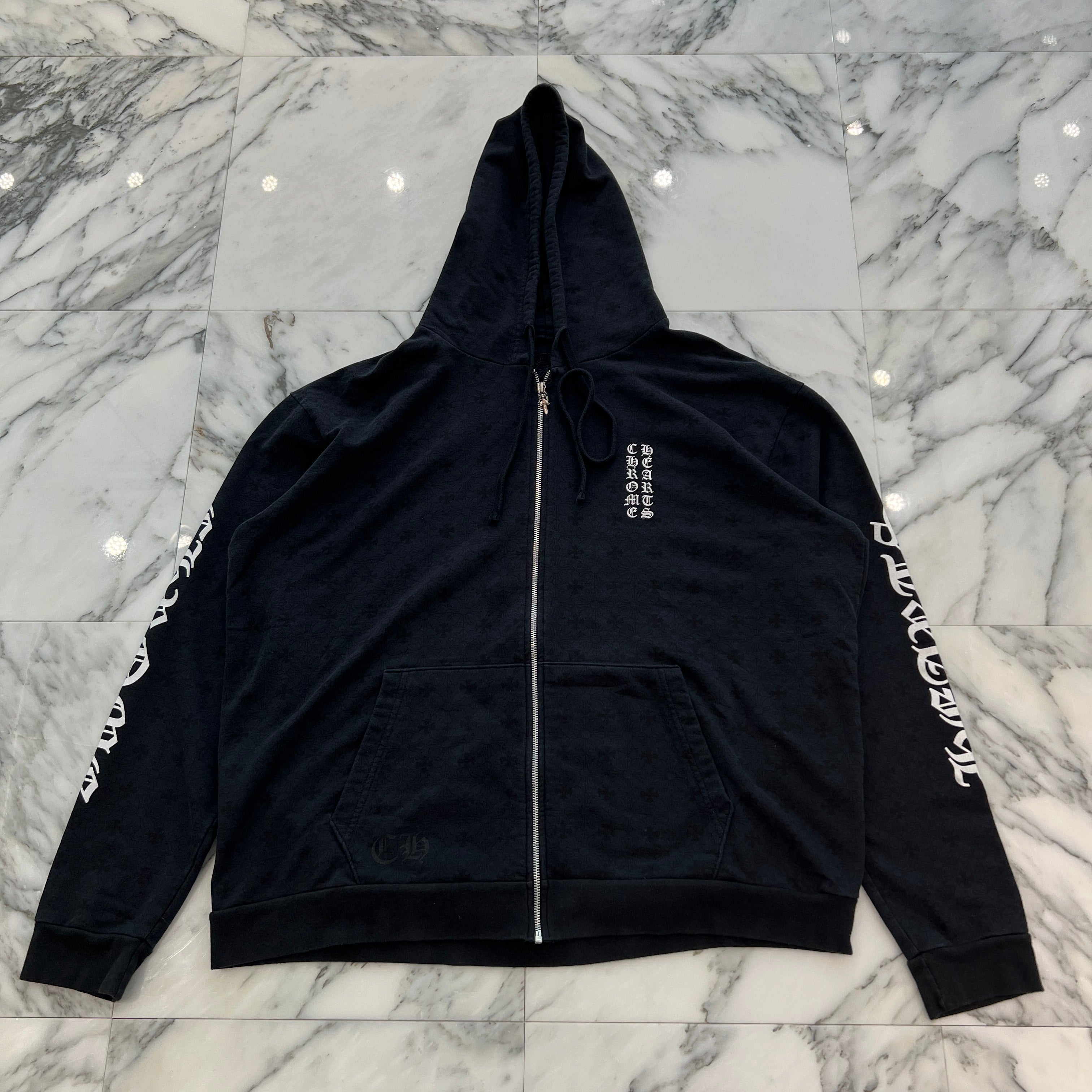 Chrome Hearts クロムハーツ Vertical スリーブロゴ フーディー CHROME HEARTS Vertical Logo CH Plus Zip Up Hoodie Size XL