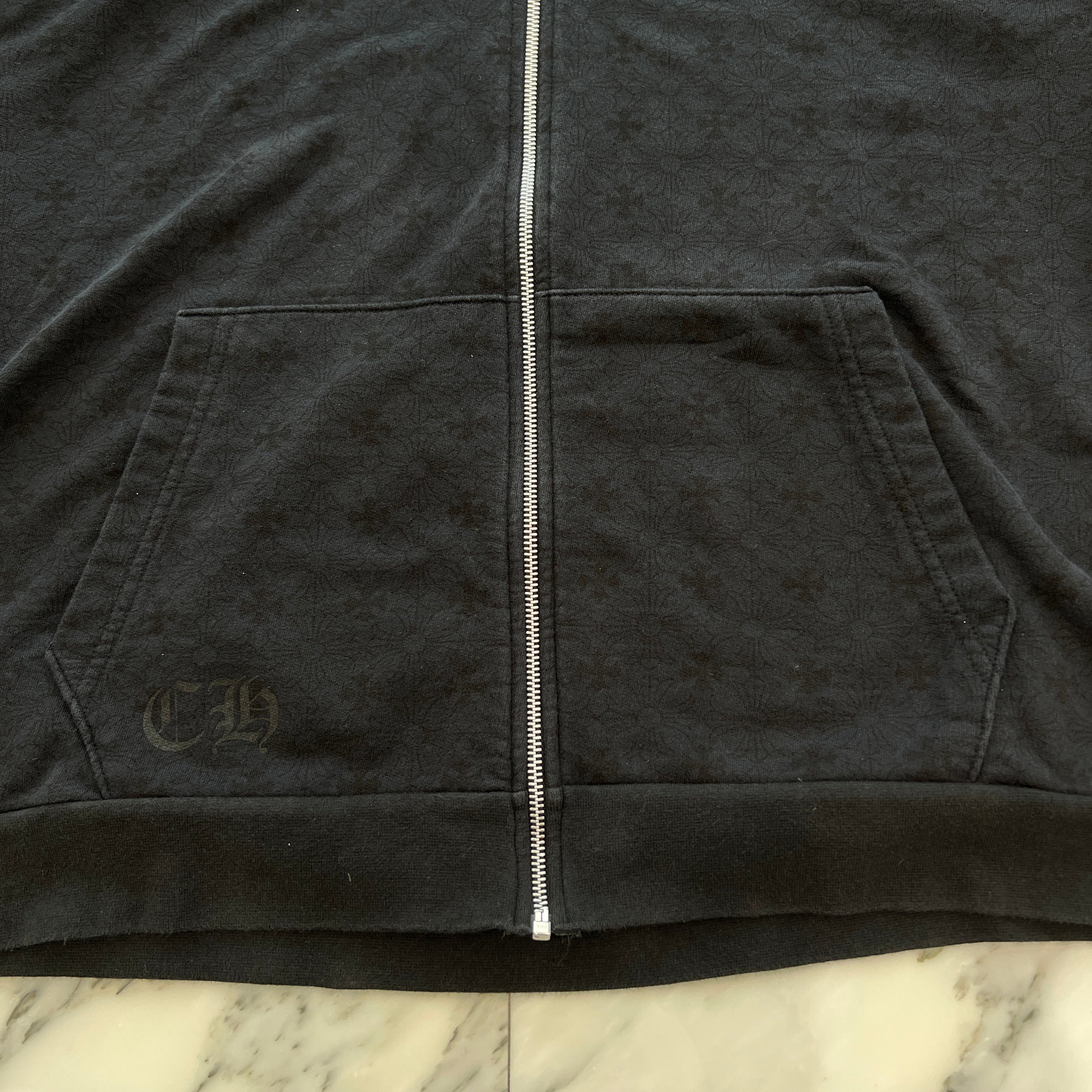 CHROME HEARTS Vertical Logo CH Plus Zip Up Hoodie Size XL クロムハーツ ヴァーティカルロゴ CHプラス総柄 ジップアップフーディ サイズXL