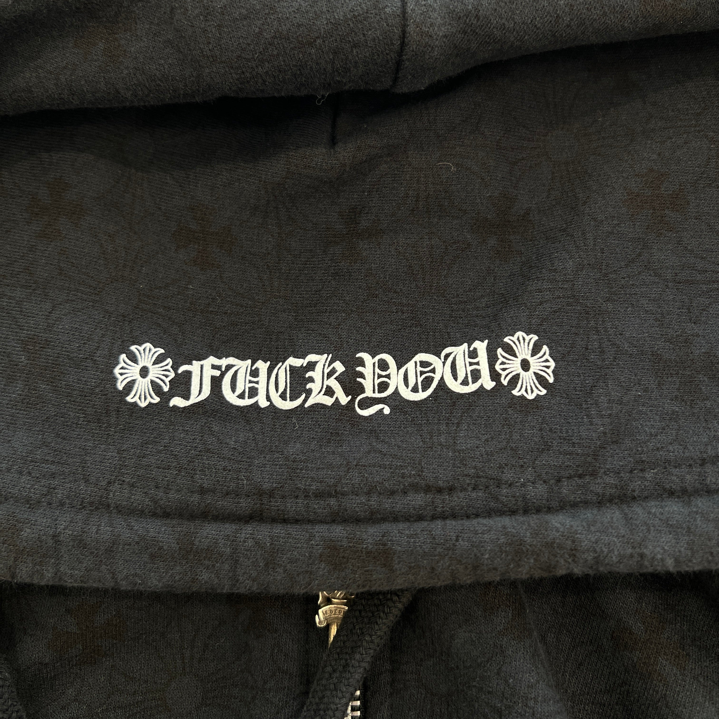 CHROME HEARTS Vertical Logo CH Plus Zip Up Hoodie Size XL クロムハーツ ヴァーティカルロゴ CHプラス総柄 ジップアップフーディ サイズXL