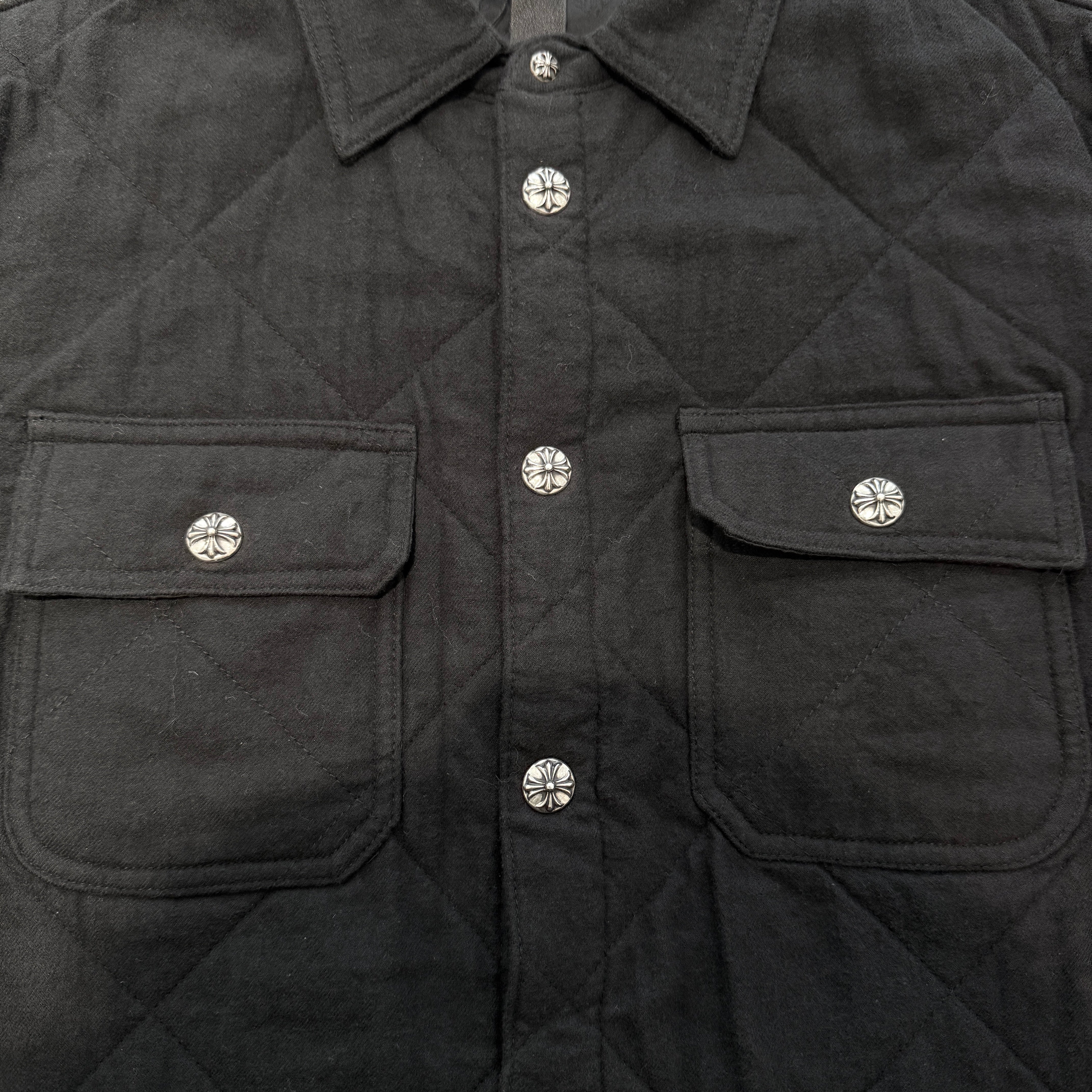 CHROME HEARTS Y NOT Work Dog Cross Ball Button Quilting Shirt Jacket Size M クロムハーツ ワイノット ワークドッグ クロスボールボタン キルティング シャツジャケット サイズM