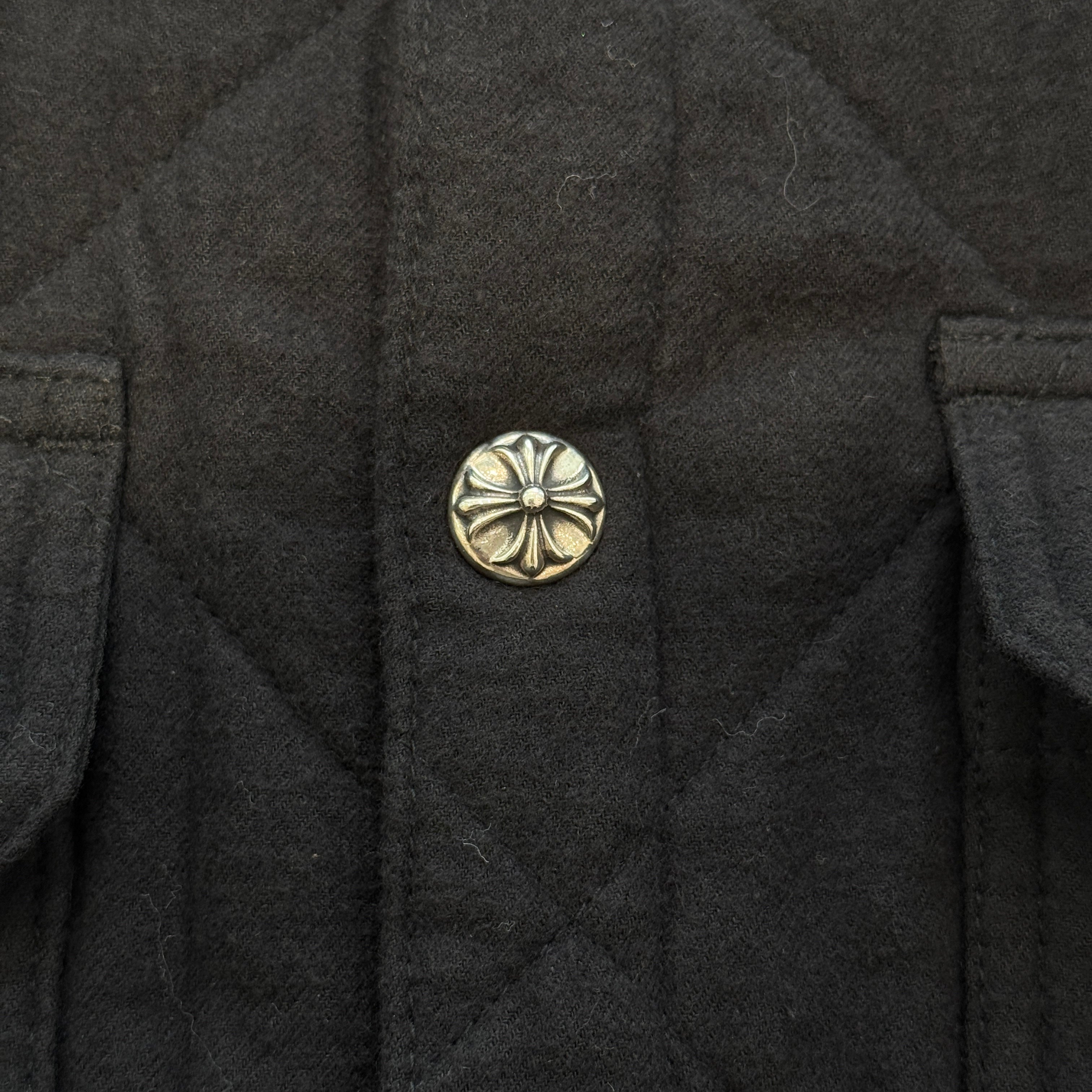 CHROME HEARTS Y NOT Work Dog Cross Ball Button Quilting Shirt Jacket Size M クロムハーツ ワイノット ワークドッグ クロスボールボタン キルティング シャツジャケット サイズM