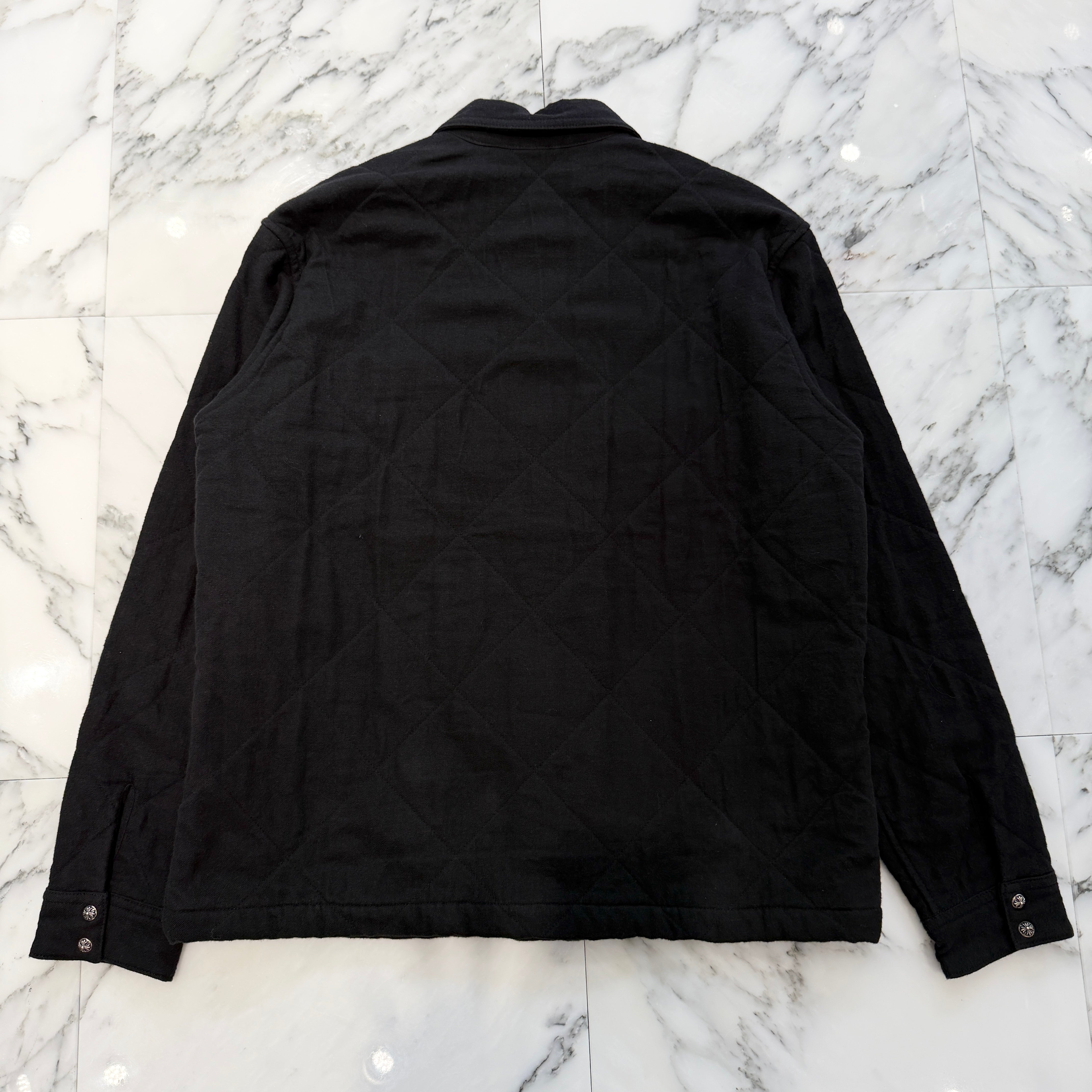 CHROME HEARTS Y NOT Work Dog Cross Ball Button Quilting Shirt