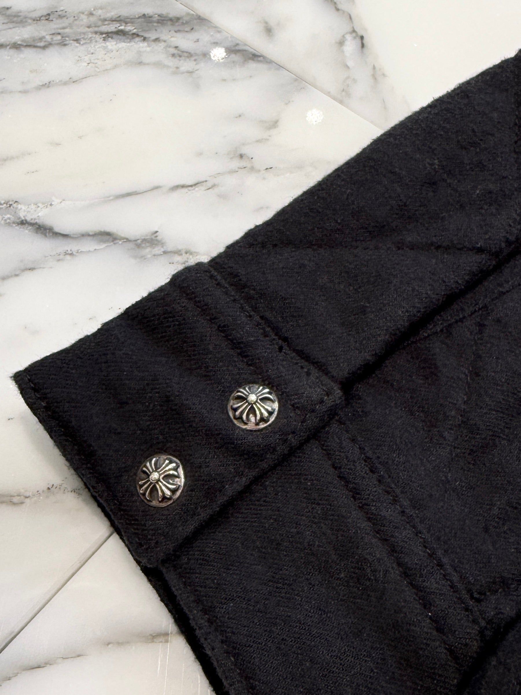 CHROME HEARTS Y NOT Work Dog Cross Ball Button Quilting Shirt Jacket Size M クロムハーツ ワイノット ワークドッグ クロスボールボタン キルティング シャツジャケット サイズM