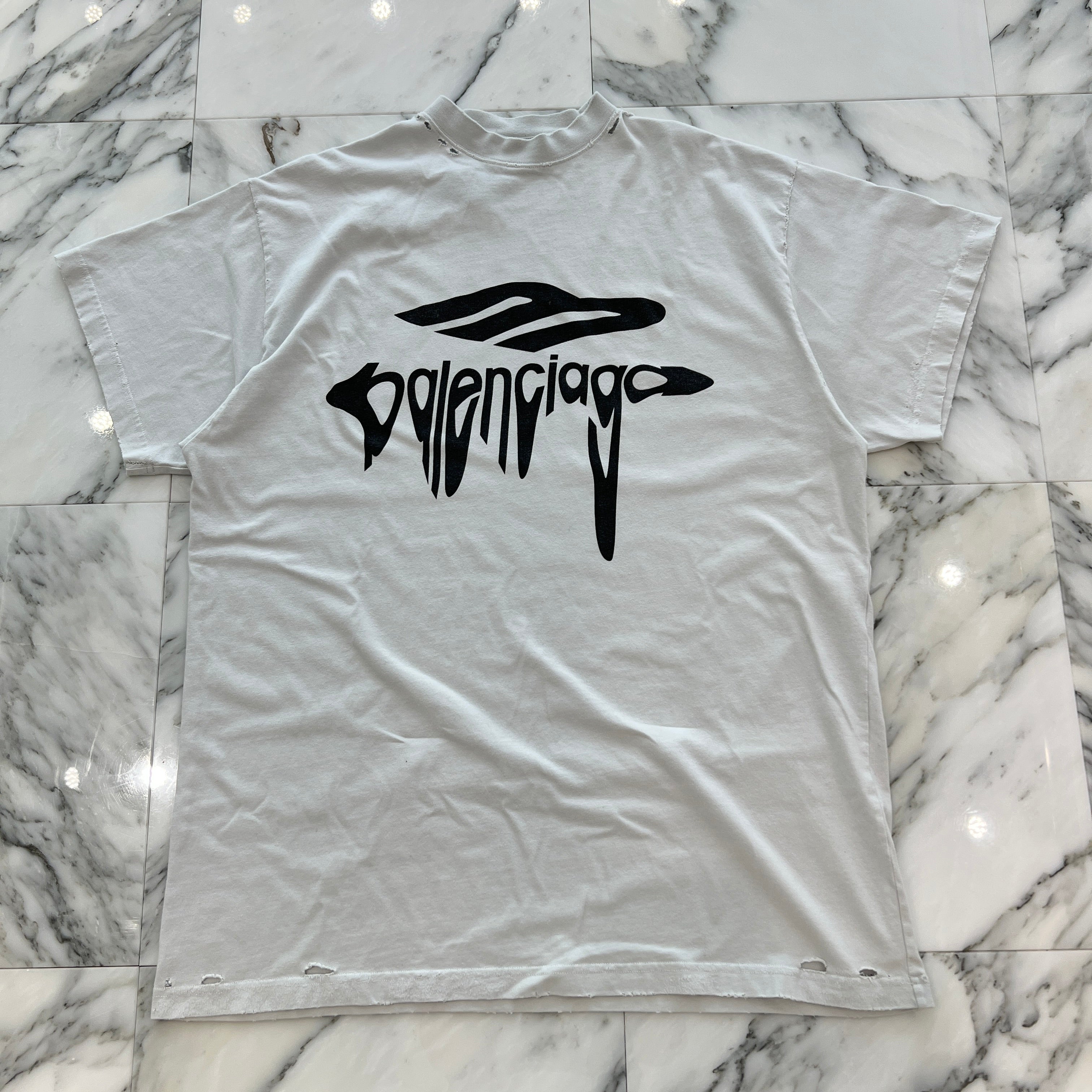 BALENCIAGA 2025SS 3B Liquefied Oversized Dirty Effect Tee Size L 787349 TRVS8 バレンシアガ 3B リキファイド オーバーサイズ ダーティーエフェクトTシャツ サイズL