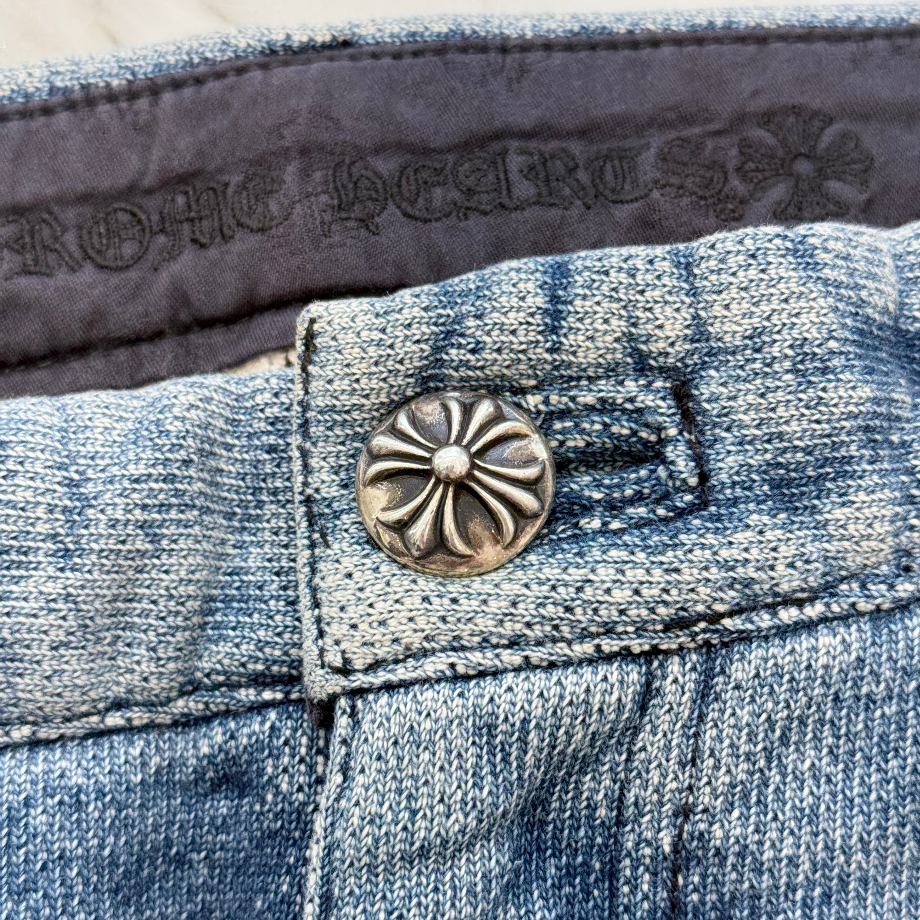 CHROME HEARTS Cross Ball Sweat Denim Pants Size 34 クロムハーツ クロスボール スウェット デニムパンツ サイズ34