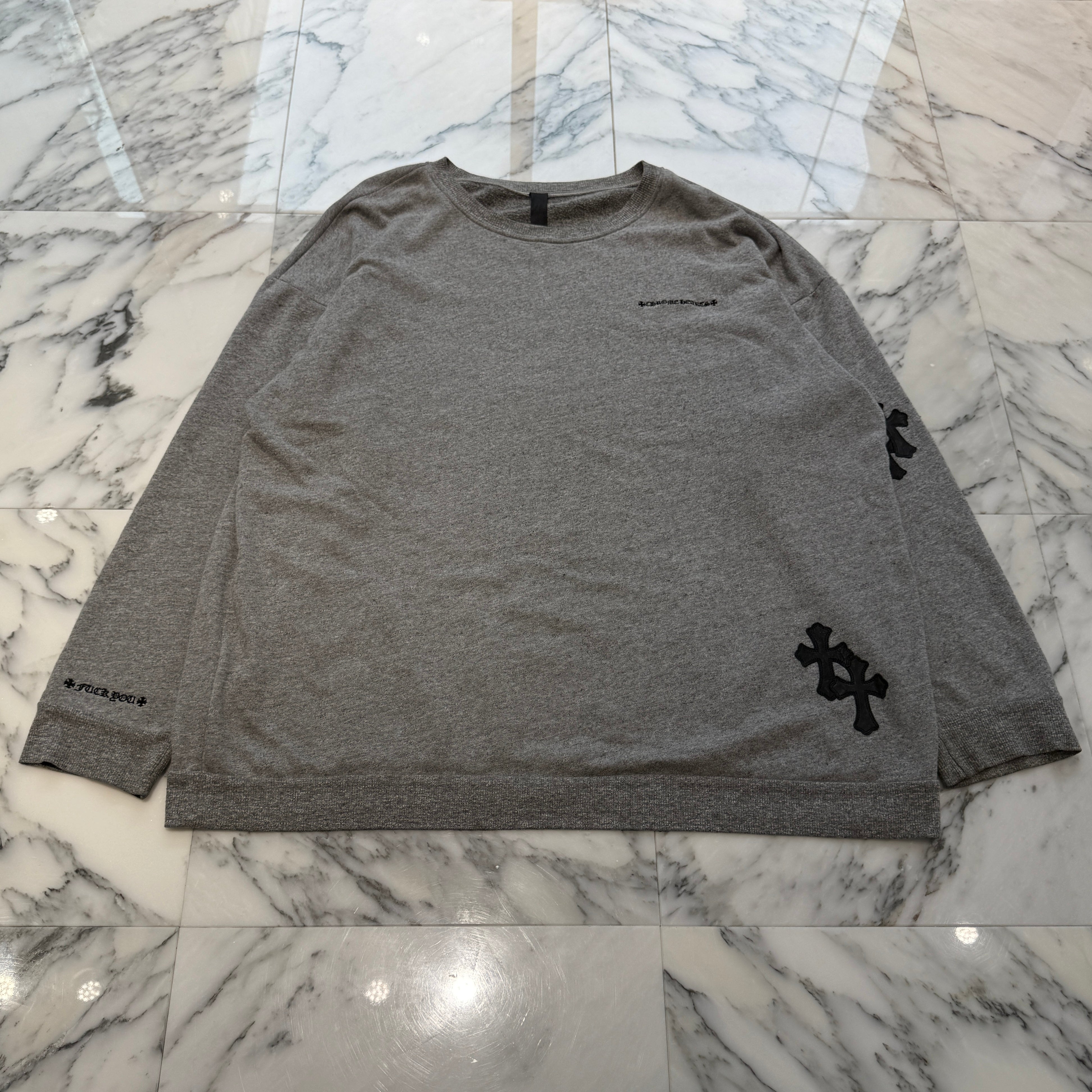 CHROME HEARTS Y NOT Cross Leather Patch Sweatshirt Size XL クロムハーツ ワイノット クロス レザーパッチ スウェットシャツ サイズXL