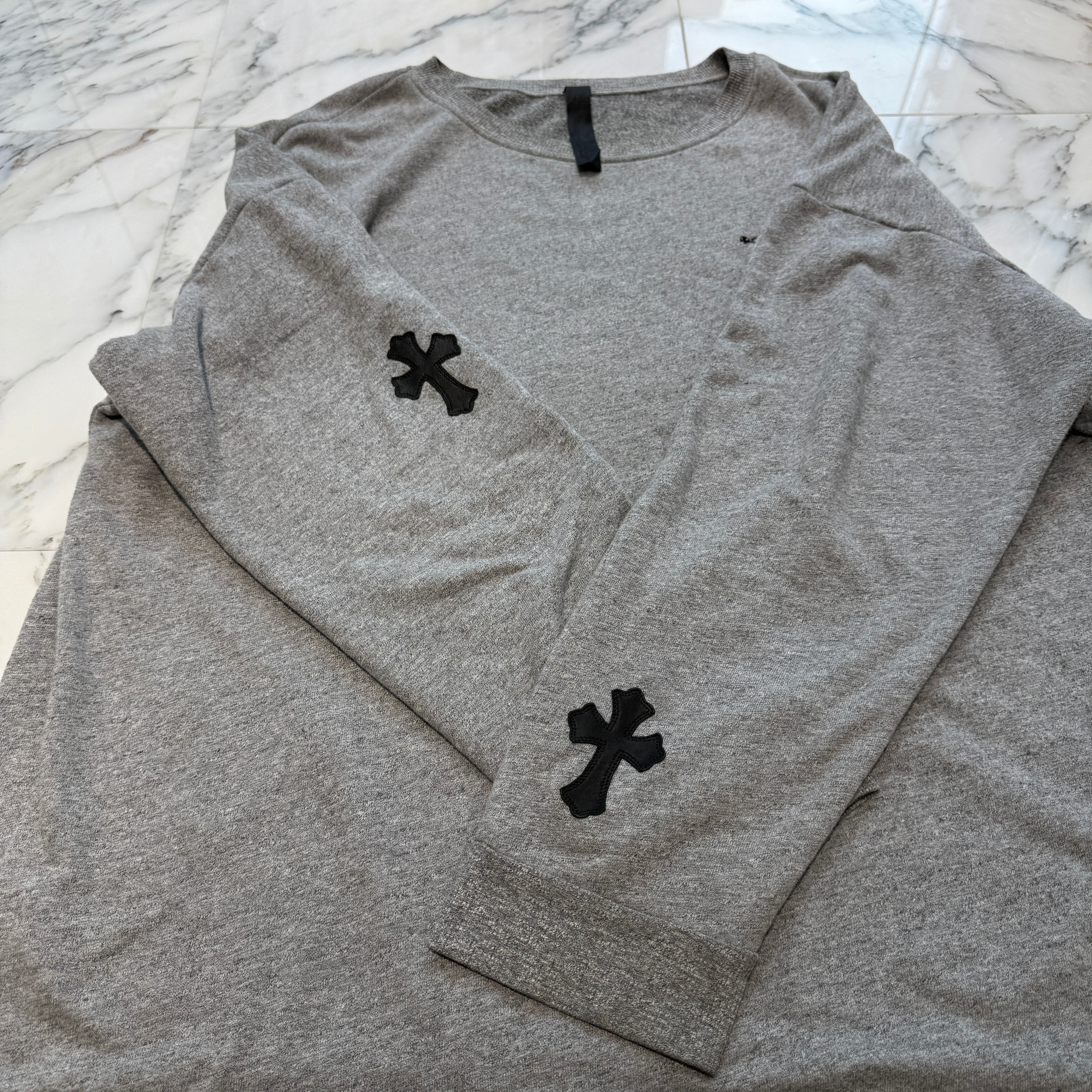 CHROME HEARTS Y NOT Cross Leather Patch Sweatshirt Size XL クロムハーツ ワイノット クロス レザーパッチ スウェットシャツ サイズXL