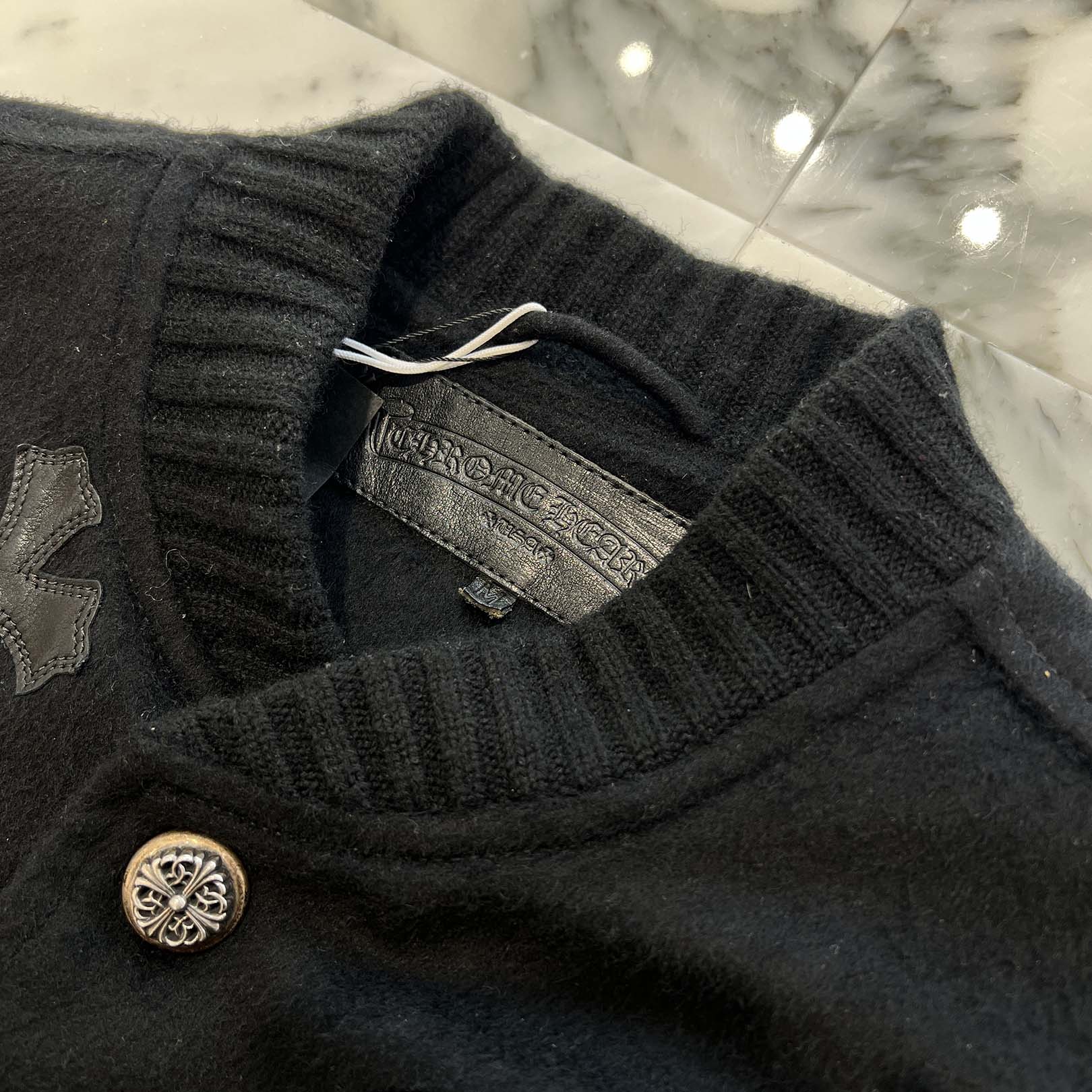 CHROME HEARTS LETTERMAN Cemetery Cross Patch Blouson Jacket Size M クロムハーツ レターマン セメタリークロスパッチ ブルゾンジャケット サイズM