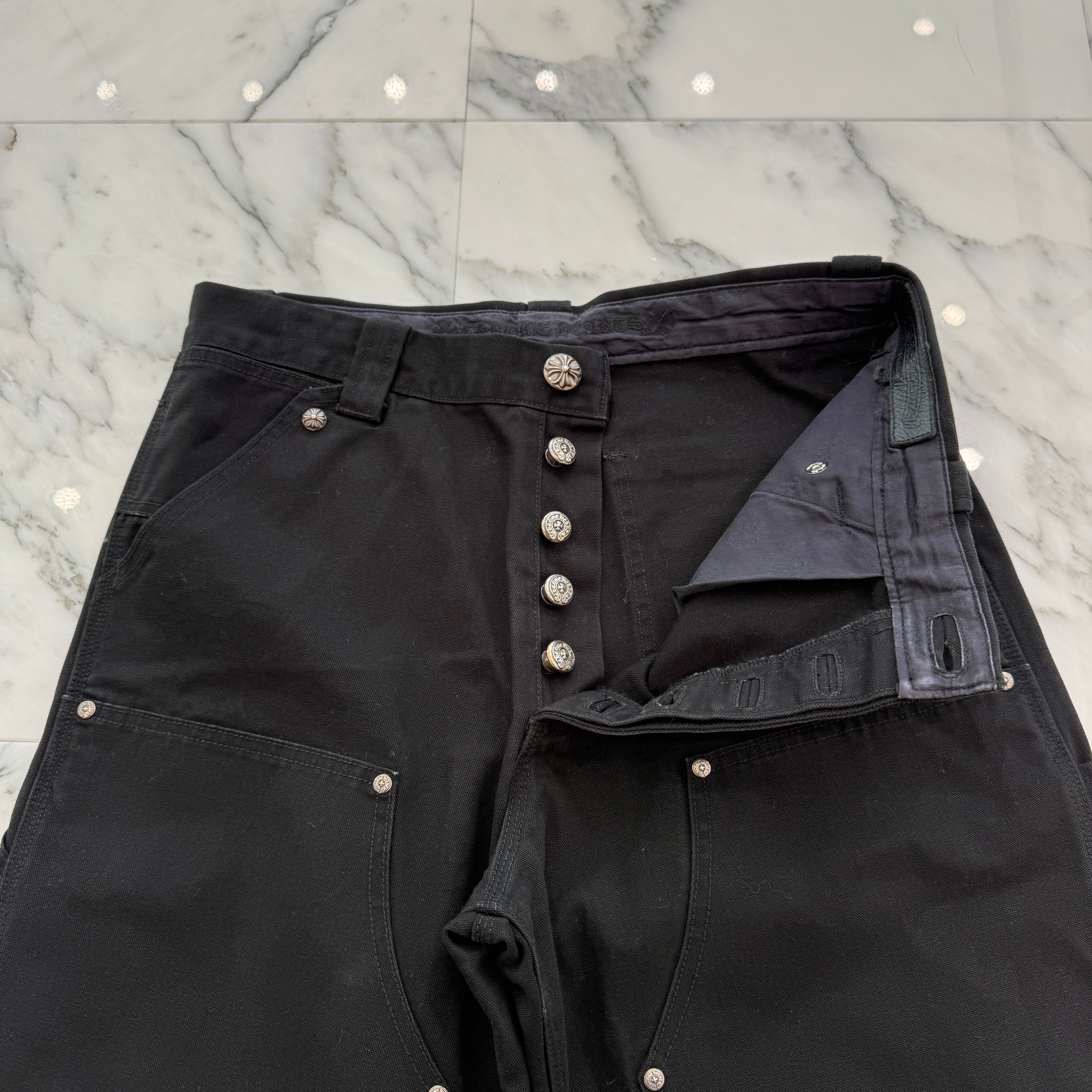 CHROME HEARTS Carpenter Cross Ball Button Denim Pants Size 32