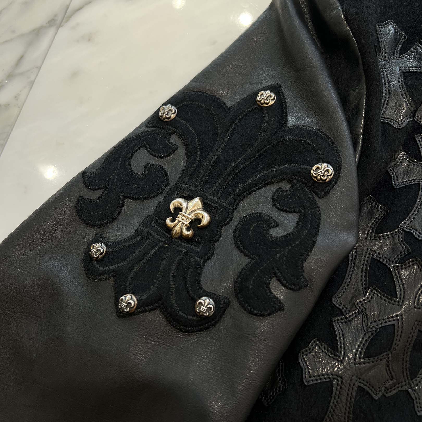 CHROME HEARTS LETTERMAN Cemetery Cross Patch Blouson Jacket Size M クロムハーツ レターマン セメタリークロスパッチ ブルゾンジャケット サイズM