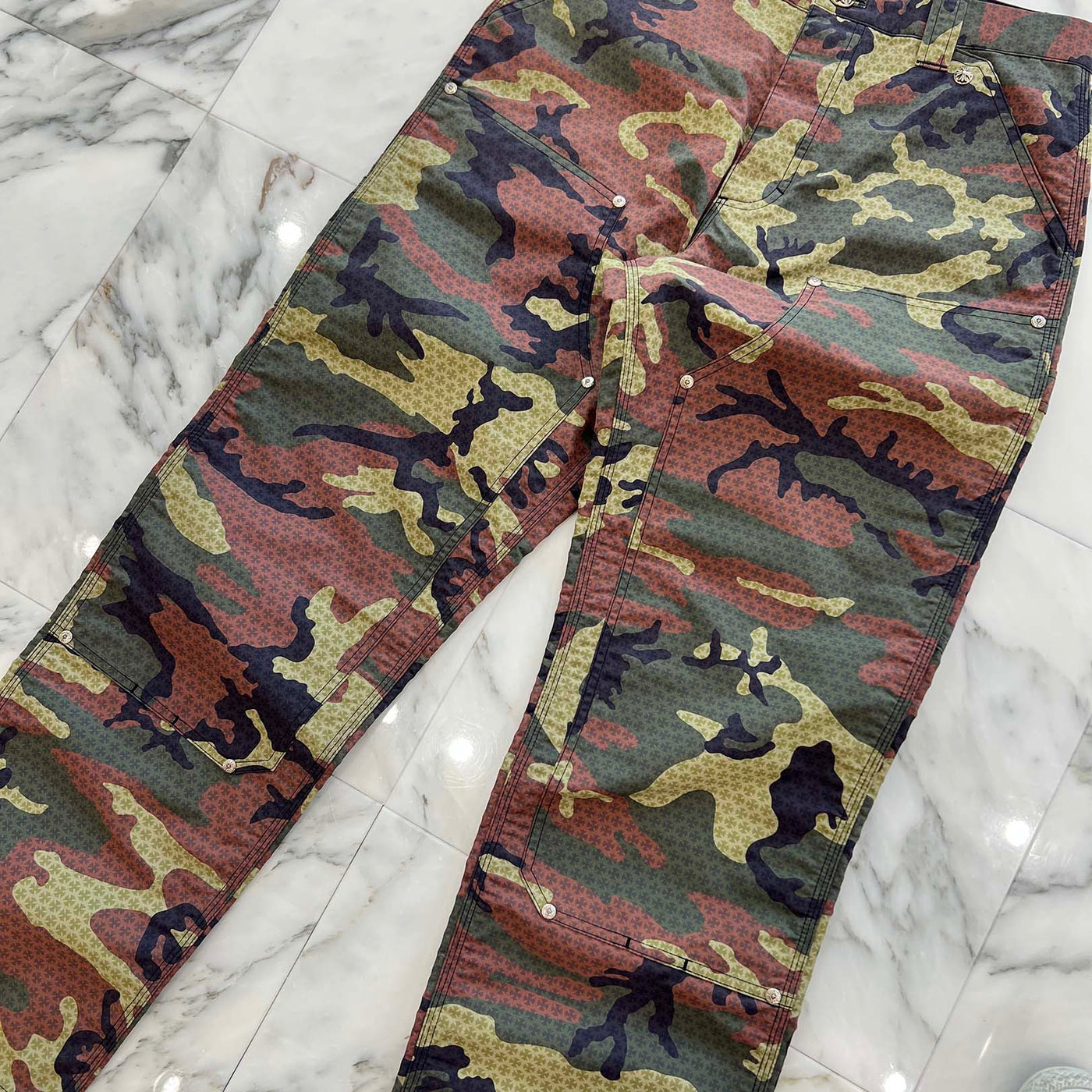 CHROME HEARTS Carpenter Cross Ball Button Camo Pants Size 30 