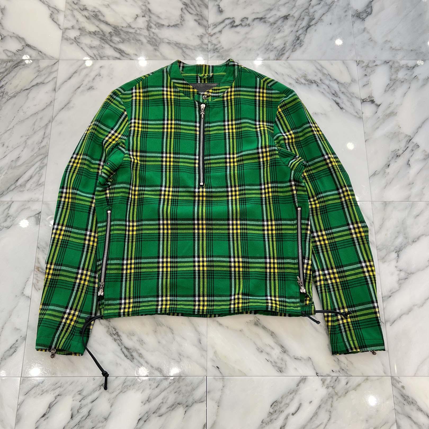 CHROME HEARTS Y NOT Easy Riders Masai Check Half Zip Shirt Size M クロムハーツ ワイノット イージーライダース マサイチェックハーフジップシャツ サイズM