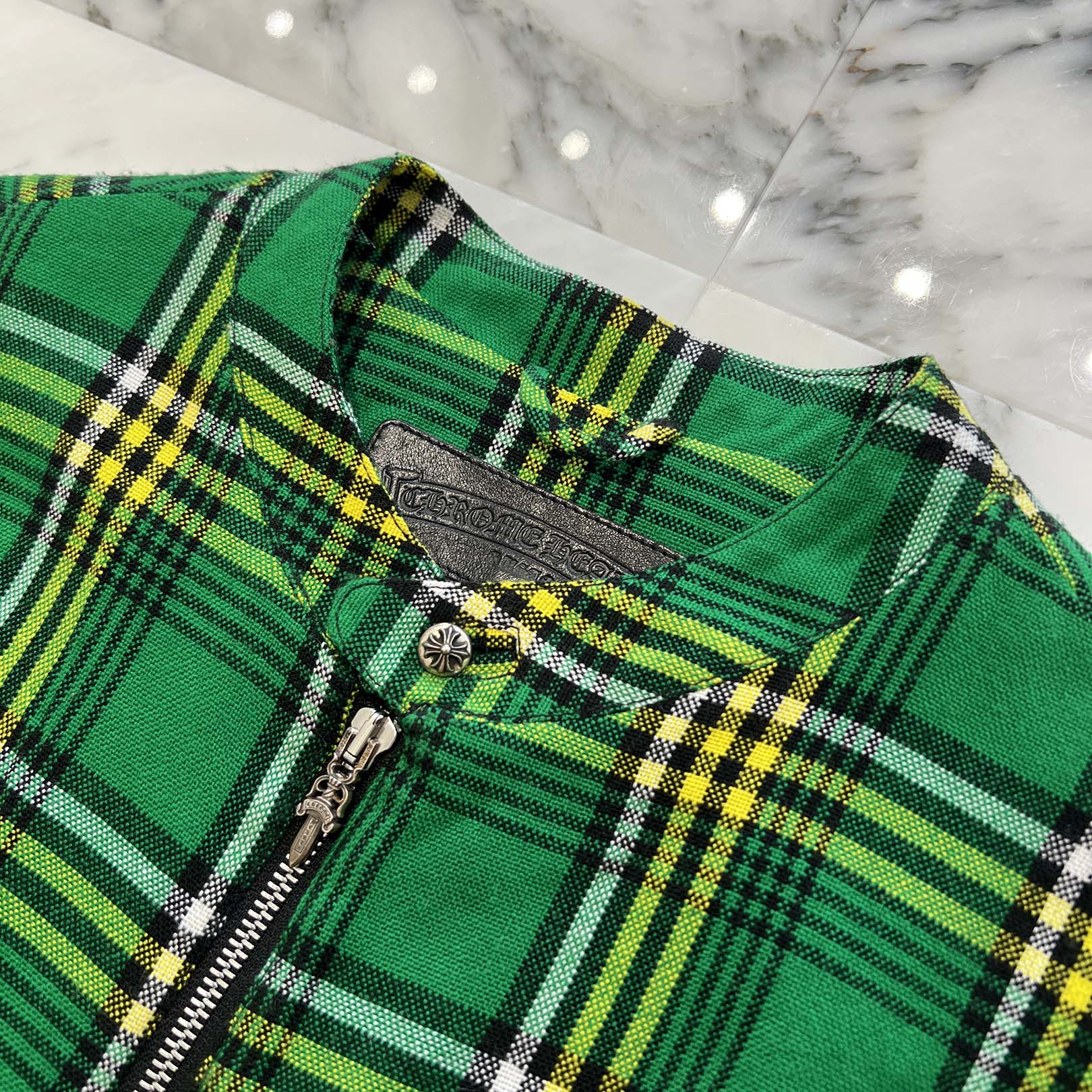 CHROME HEARTS Y NOT Easy Riders Masai Check Half Zip Shirt Size M クロムハーツ ワイノット イージーライダース マサイチェックハーフジップシャツ サイズM